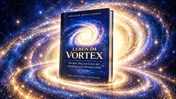 Spiralförmiger Vortex aus Licht und Sternen — Symbol für die vibrationale Ausrichtung nach Abraham Hicks