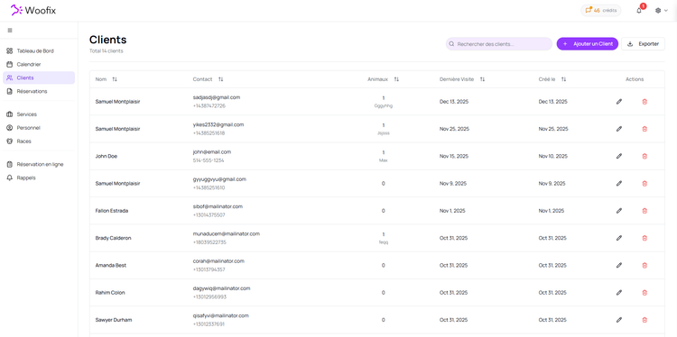 🐾 Clients & Animaux