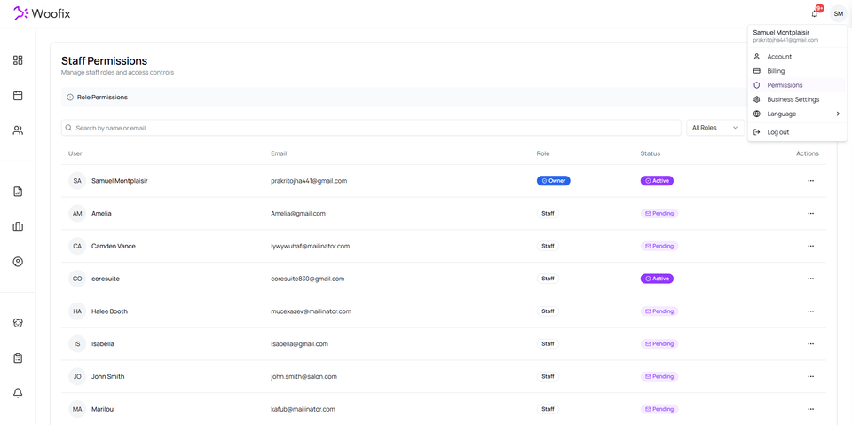 🔐 Permissions du Personnel