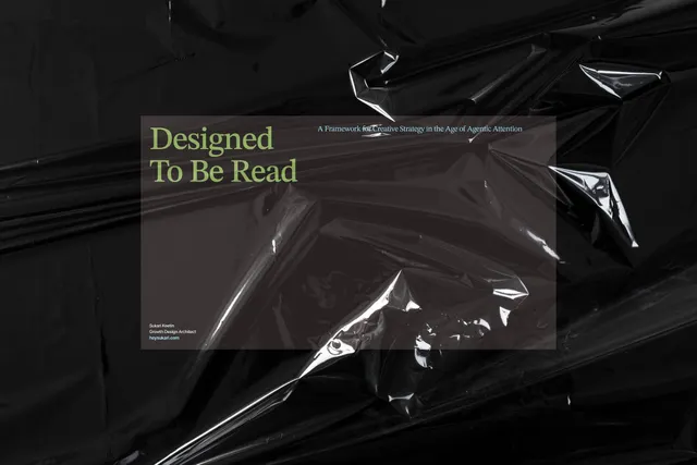 Cover graphic for "Designed To Be Read," a creative strategy framework by Sukari Keetin of heysukari.com.