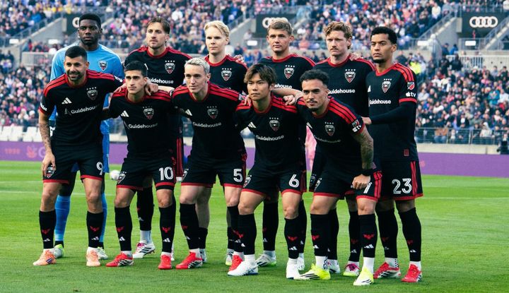 D.C. United poses for a team photo before kickoff against Inter Miami at M&T Bank Stadium in Baltimore, MD.