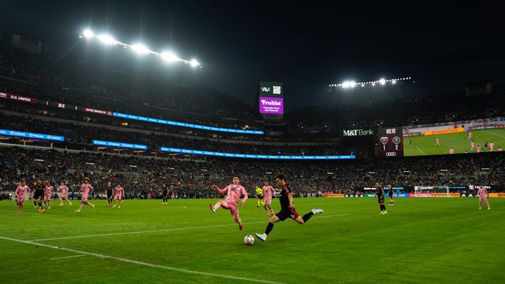A photo of D.C. United and Inter Miami before a sold-out M&T Bank Stadium in Baltimore, MD.