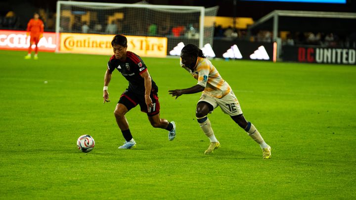 Hosei Kijima and Braudillio Rodrigues pursue the ball during D.C. United's U.S. Open Cup match against One Knoxville SC.