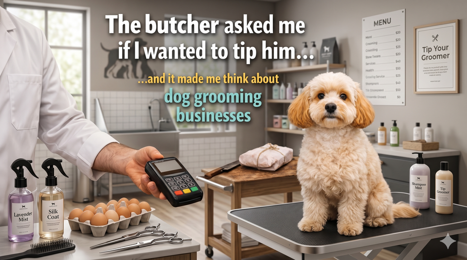 The butcher asked me if I wanted to tip him..and it made me think about dog grooming businesses