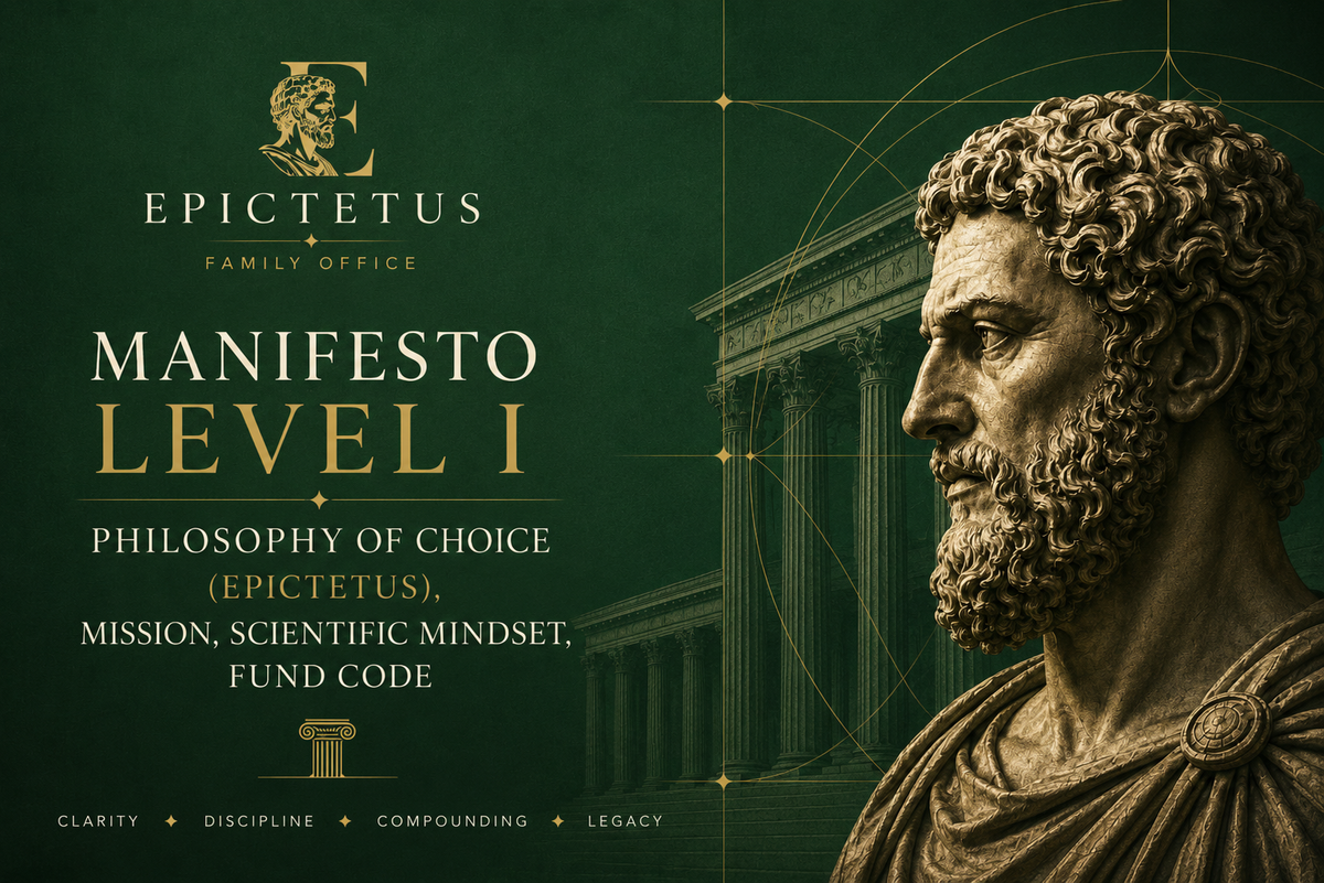 Manifesto Level I · Philosophy of choice (Epictetus)· Our Mission · Scientific mindset · Fund Code
