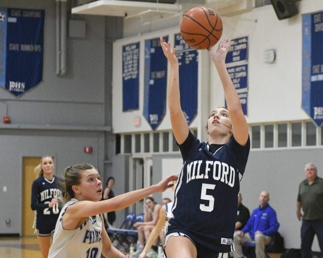 Milford girls basketball hangs on to pick up rare win at Pelham (video)