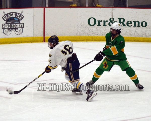 Bishop Guertin boys hockey scores five times in second period to get past Bow
