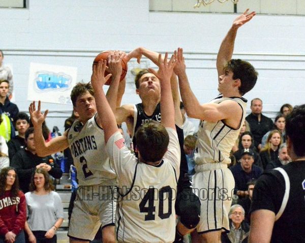 Hollis Brookline boys basketball ends regular season with convincing win over Milford (video)