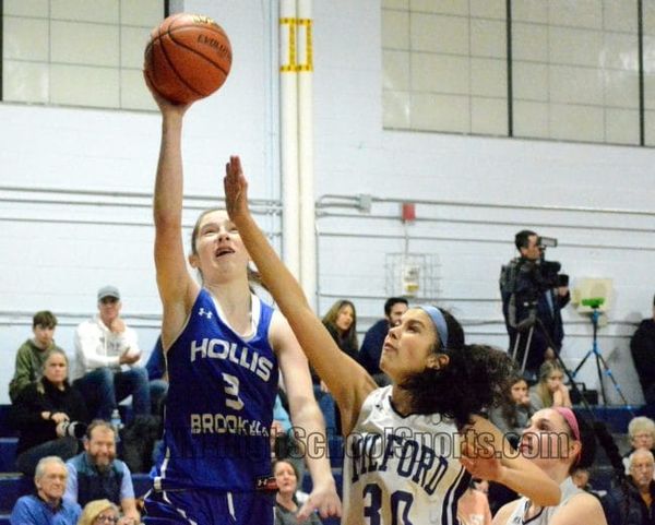 Hollis Brookline girls basketball takes advantage of size to hand Milford first loss (video)