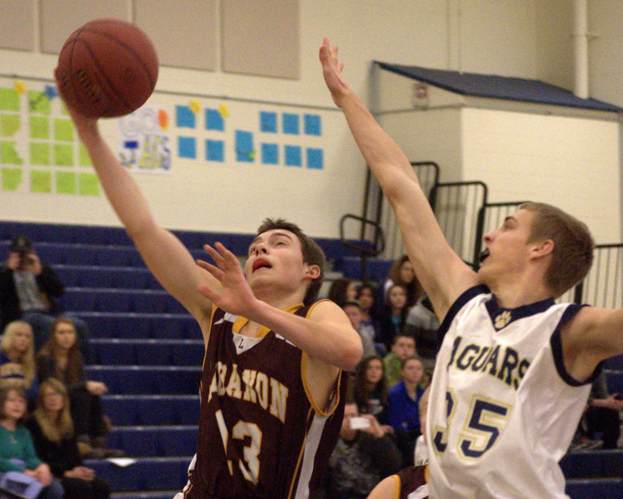 Lebanon's Vincent Guerin drives to the basket as Windham's Mark Shamon tries to defend Monday. For more photos, go to the Photo Album.