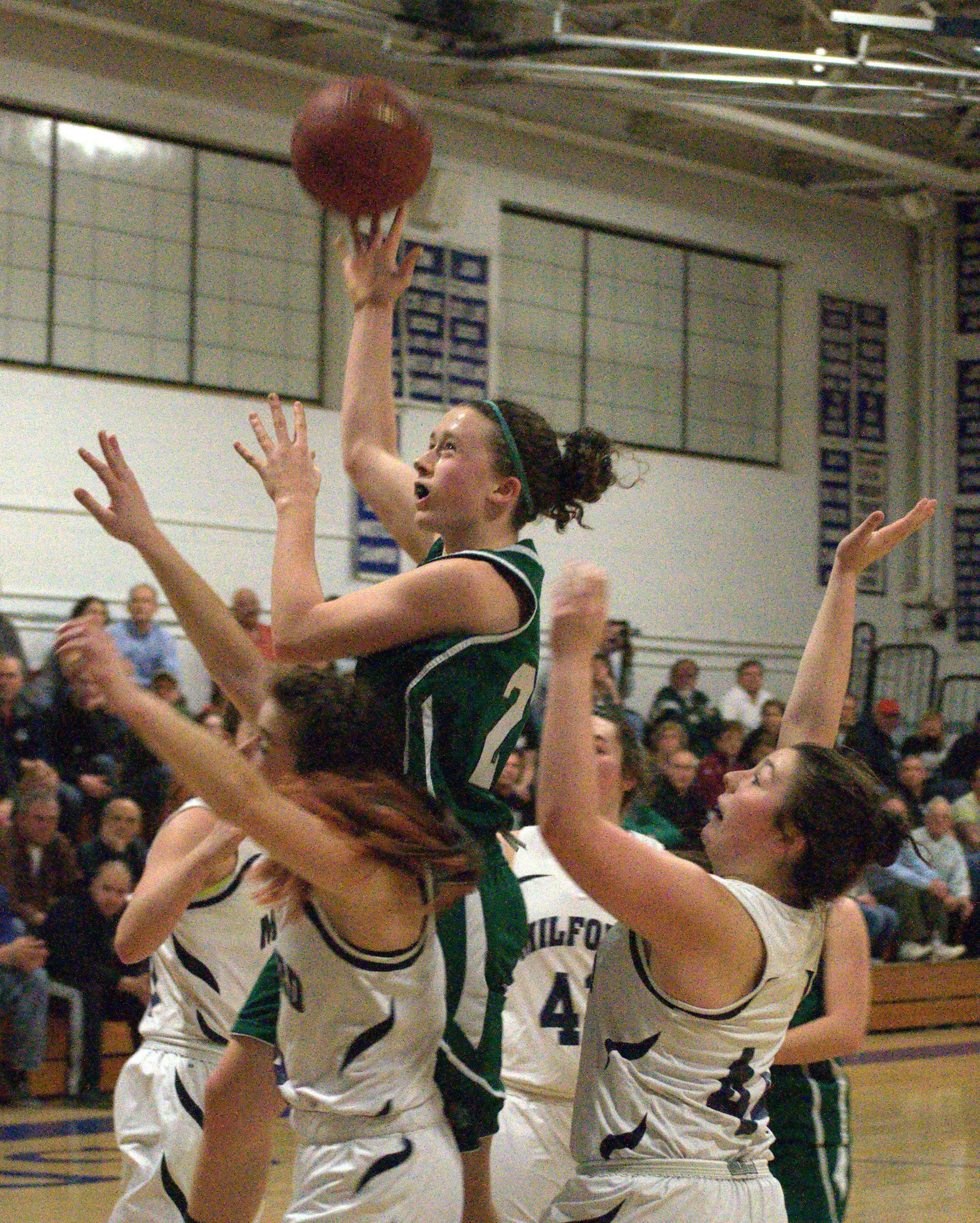 Pembroke's Jill Freeman puts up a shot during Tuesday's game.