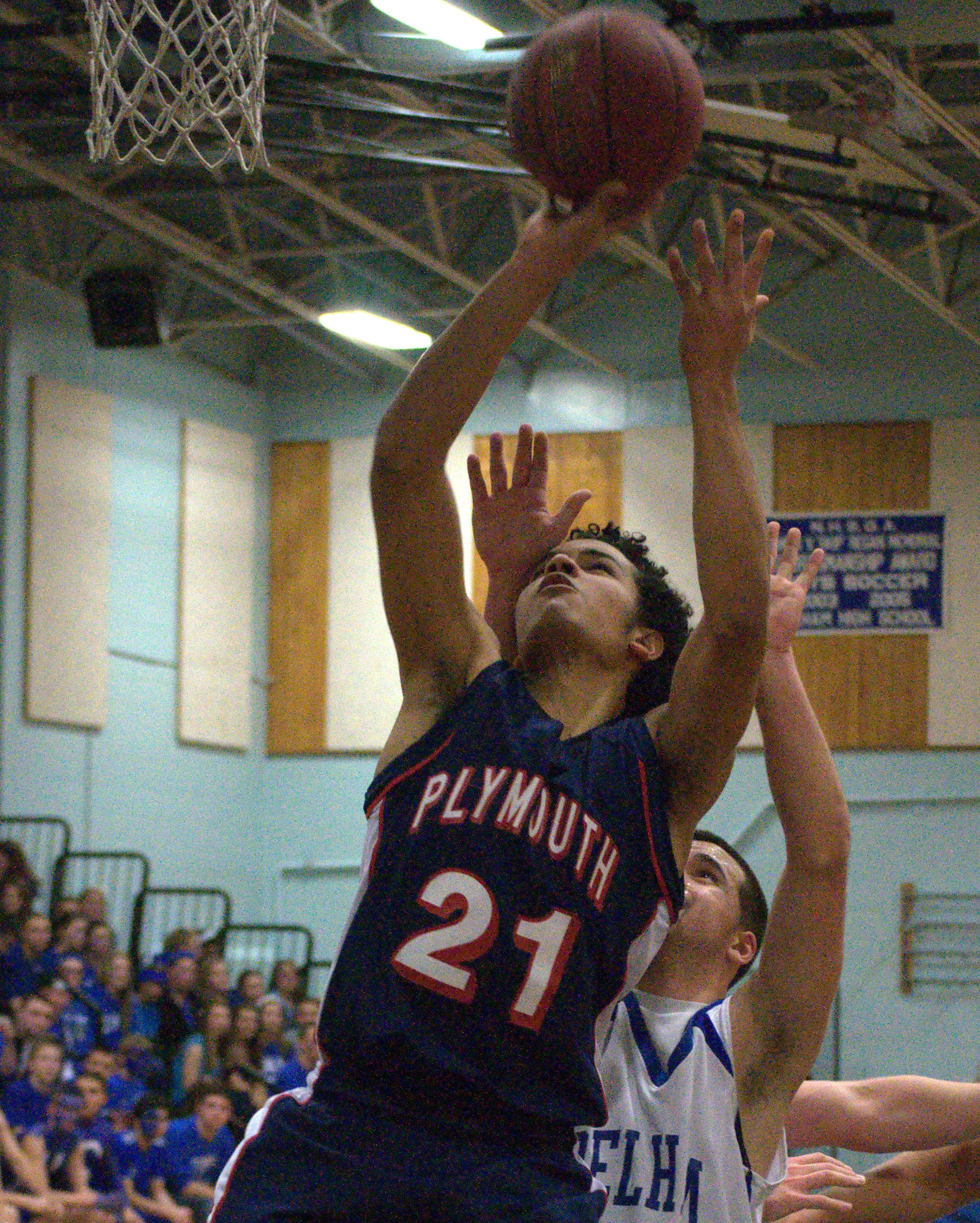 Plymouth's Jordan Browne puts up a shot.