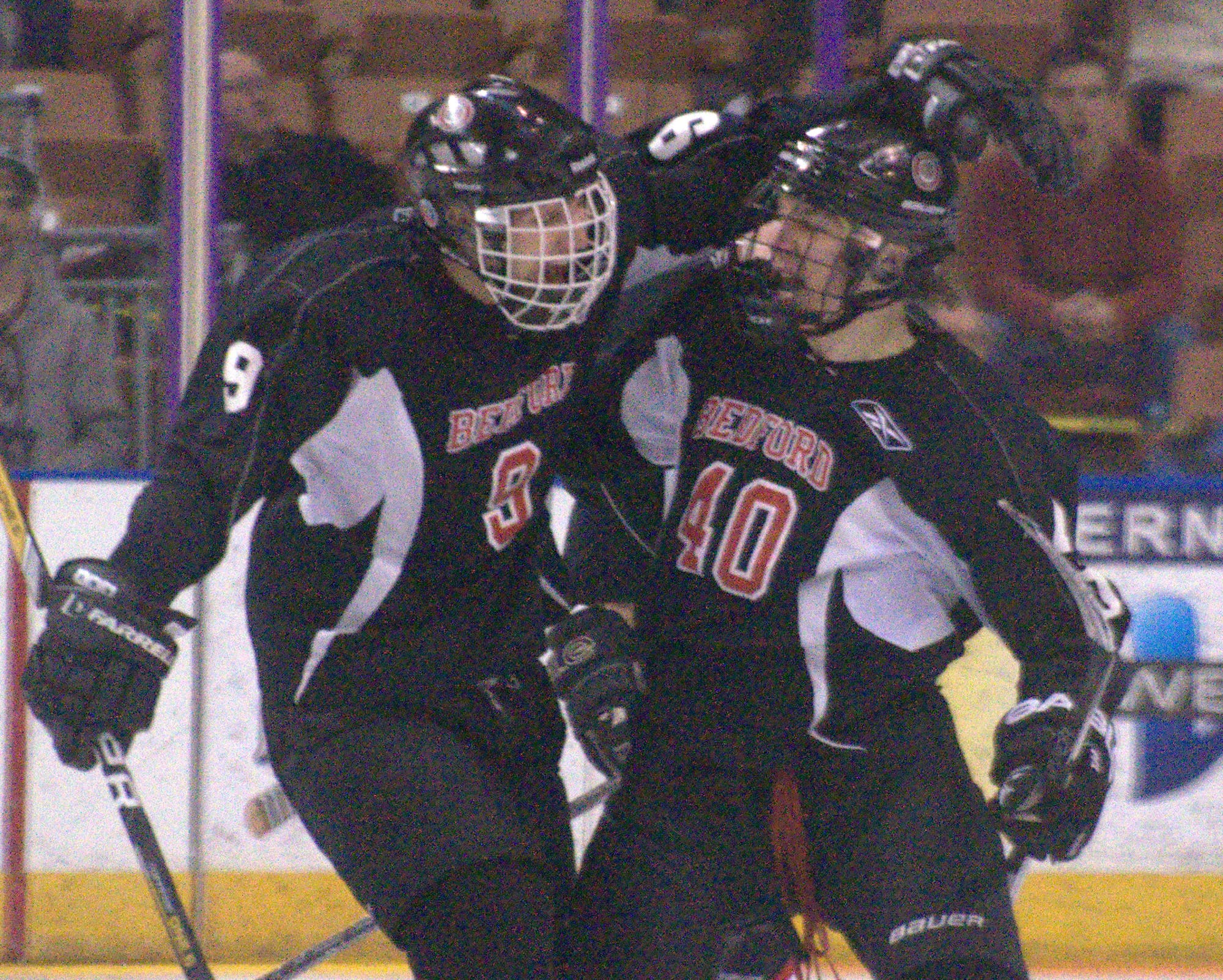 Bedford's Chris Viola, right, and Michael Dee celebrate after Viola's goal.