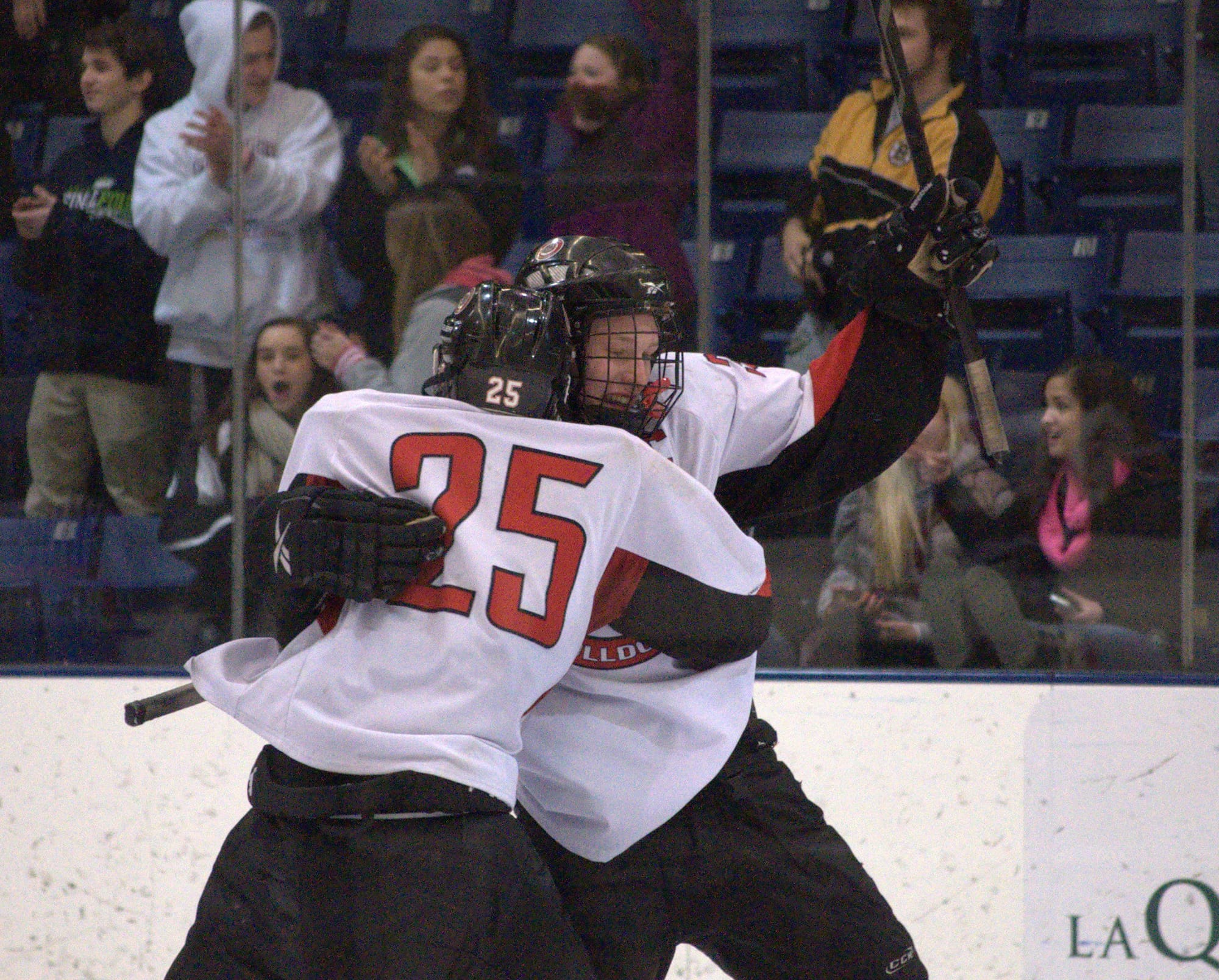 Bedford's Chris O'Hara, left, and Ben Philbrick celebrate after Saturday's win over Kingswood.