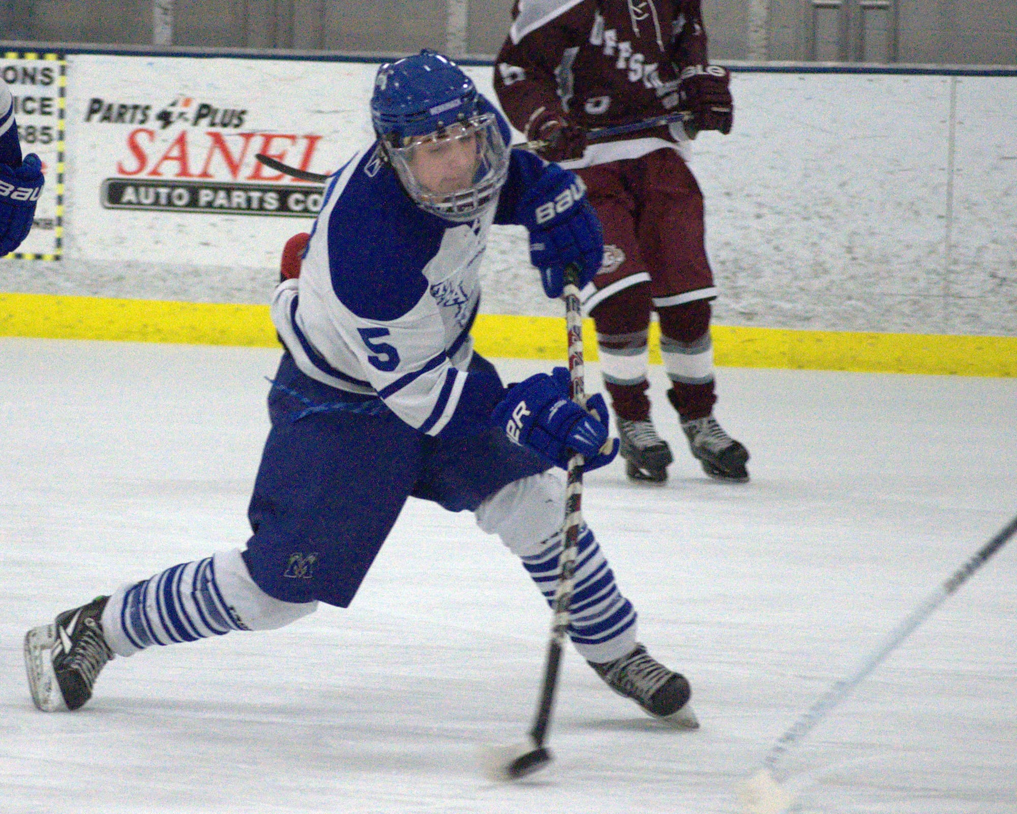 Merrimack's Josh Roy takes a shot during Saturday's game.