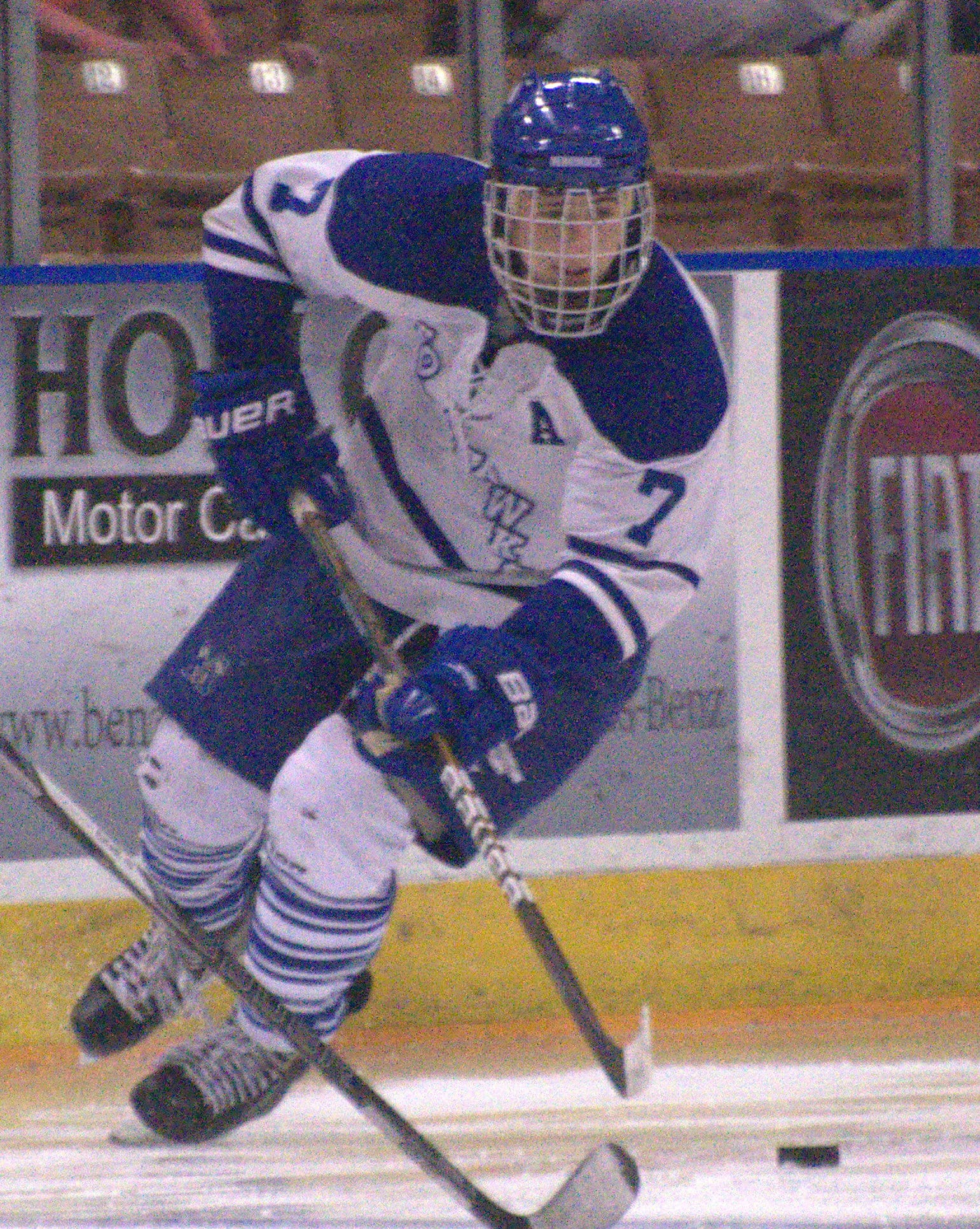 Merrimack's Connor Powell skates with the puck.