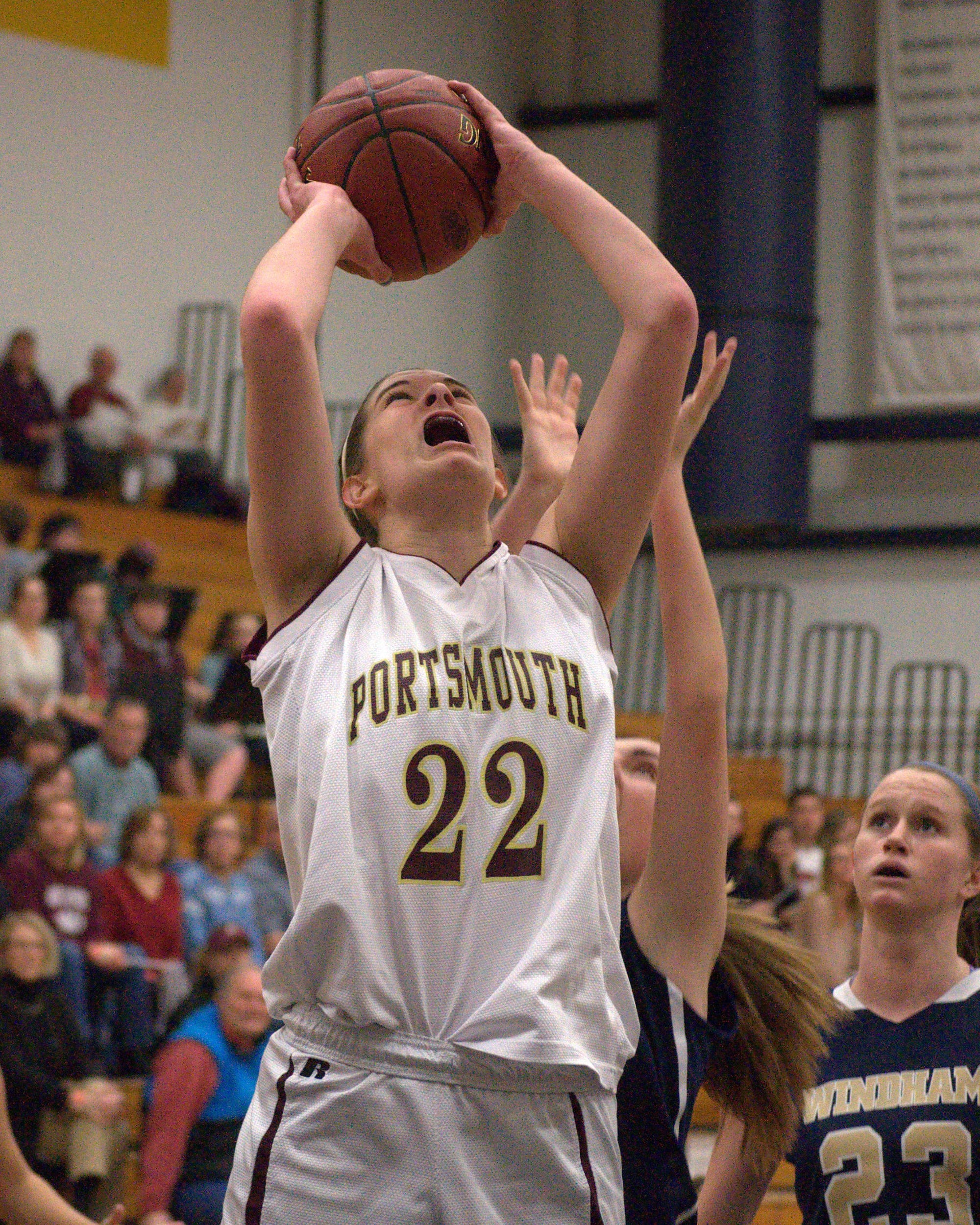 Portsmouth's Alicia Brown grabs a rebound during Monday's Division II semifinal game. For more photos, go to the Photo Album.