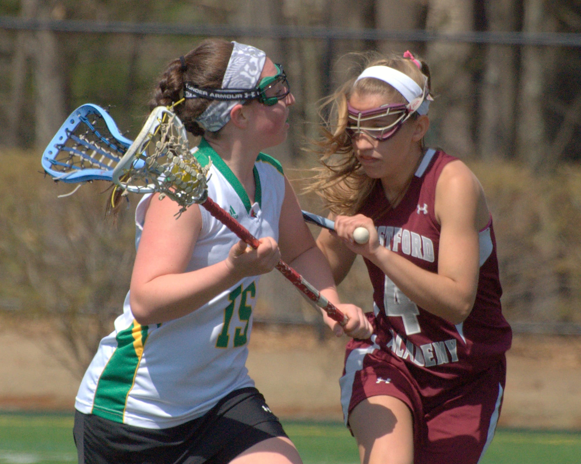 Westford's Rachel Meyer defends against Bishop Guertin's Callie Santos during Saturday's game.
