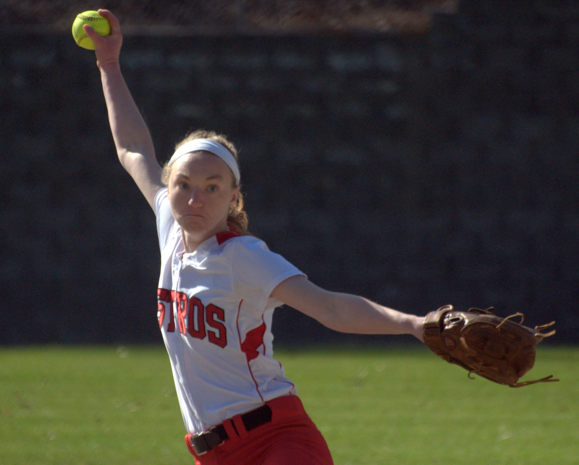Pinkerton's Samantha Hennequin delivers a pitch during Monday's game. For more photos, go to the Photo Album.
