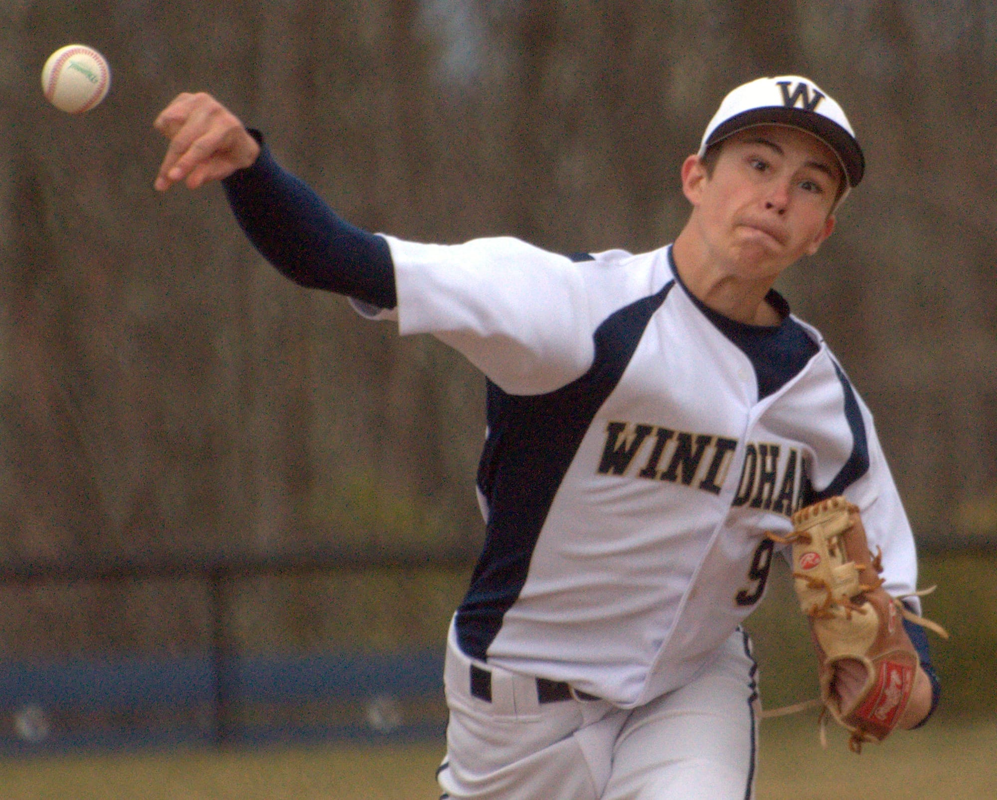 Windham's Adam Dolan delivers a pitch during Thursday's game against Milford. For more photos, go to the Photo Album.