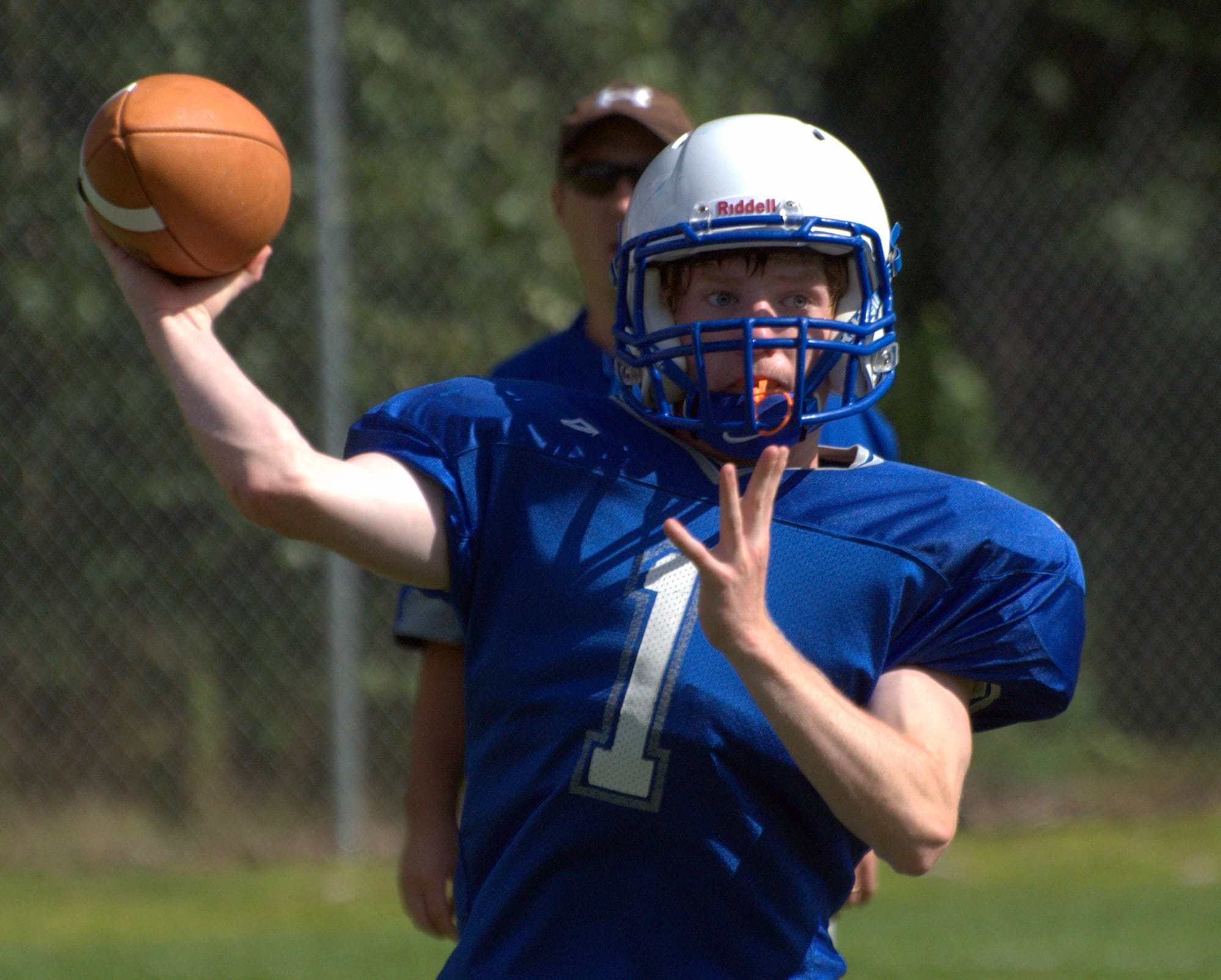 Merrimack's Devin Gillis throws a pass during practice this week.