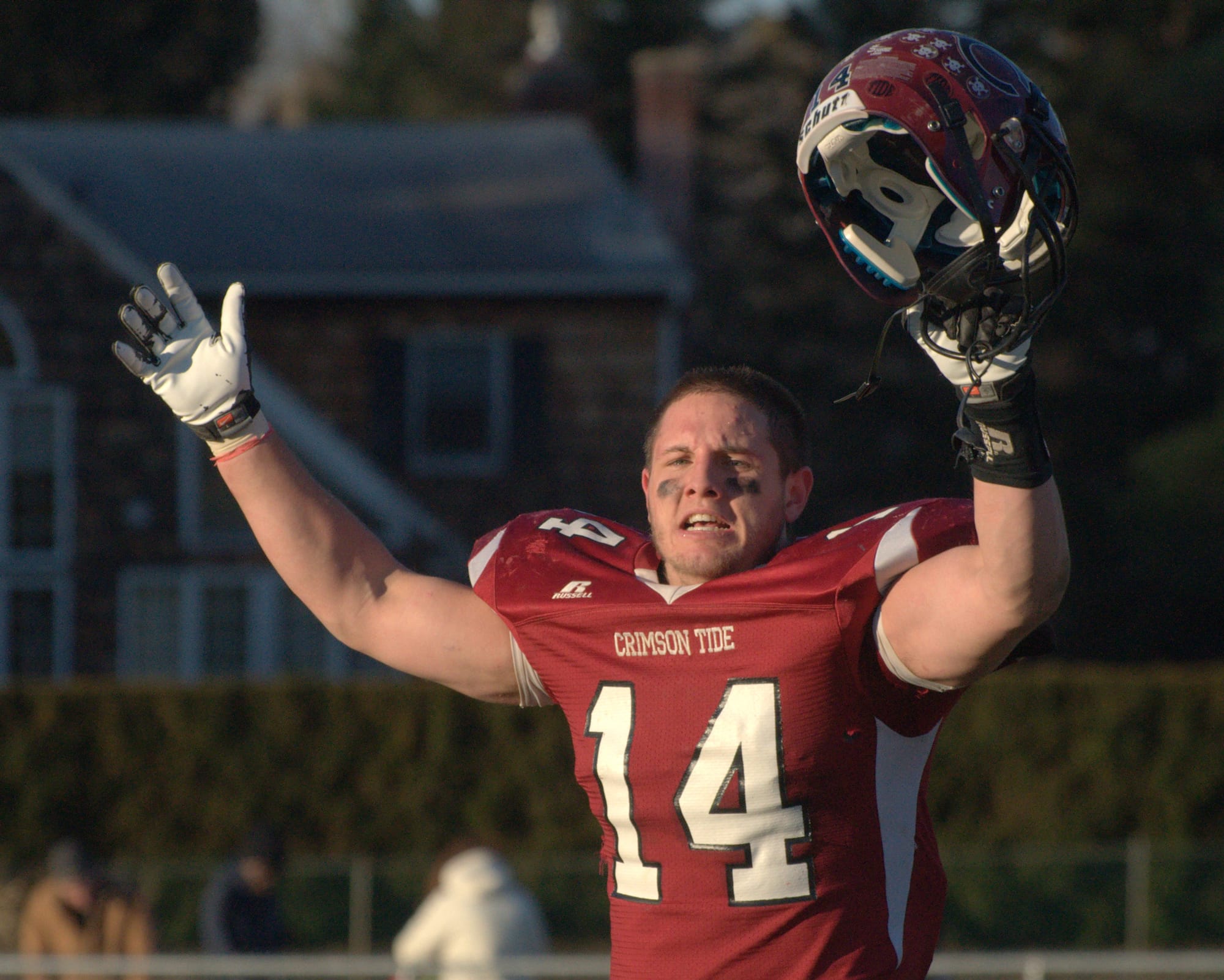 Marc Gaudet celebrates after Concord's 42-14 win over Pinkerton in the Division I championship on Saturday.