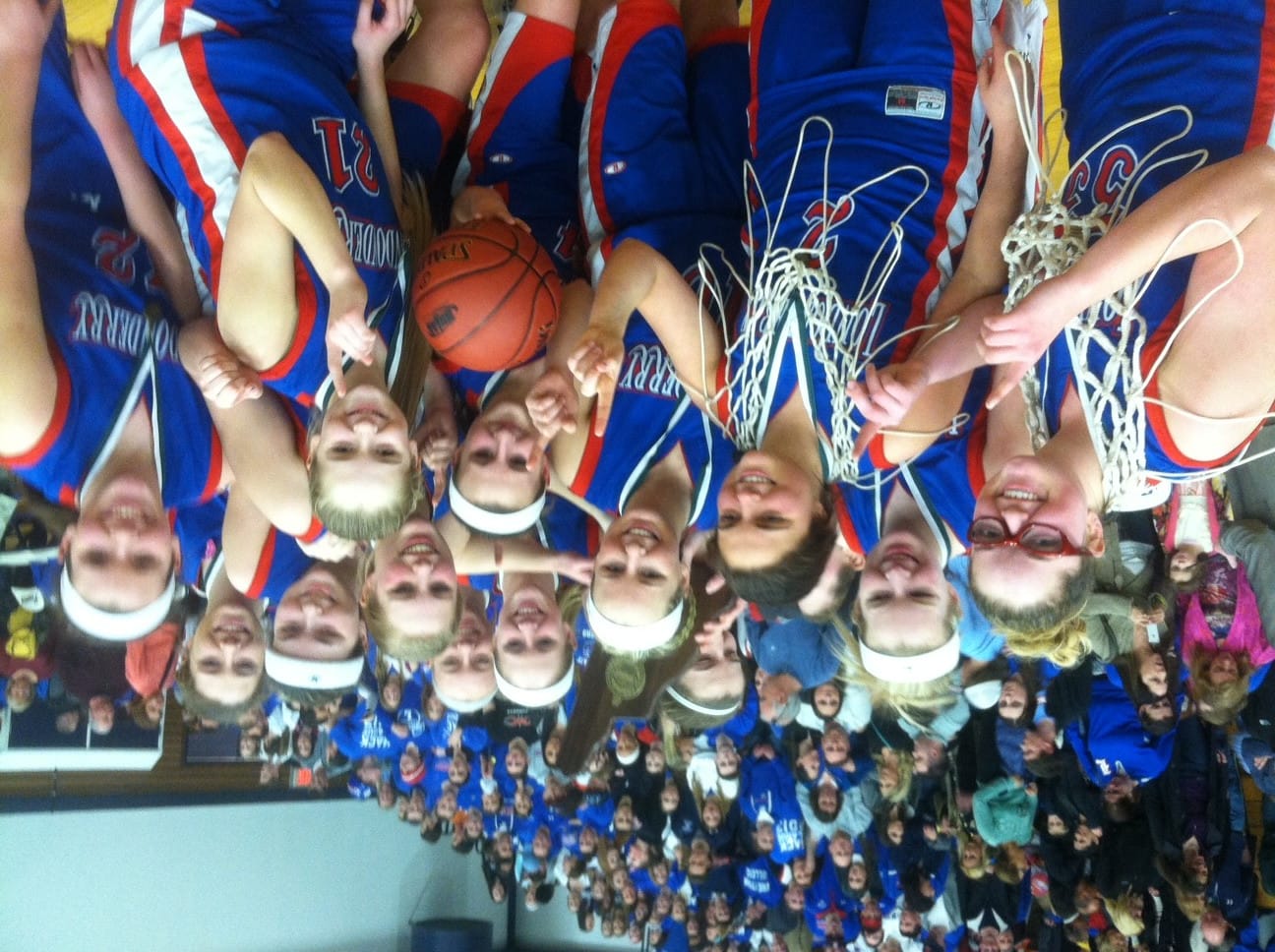 The Londonderry girls basketball team poses for a photo after winning the Division I girls championship.