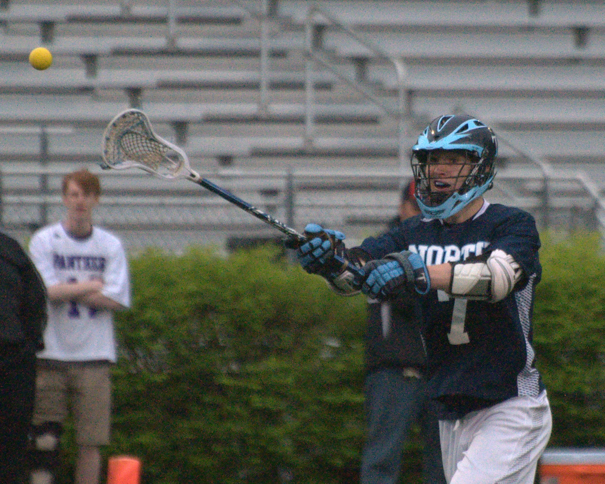 Nashua North's Christian Filonow passes the ball during Monday's game.