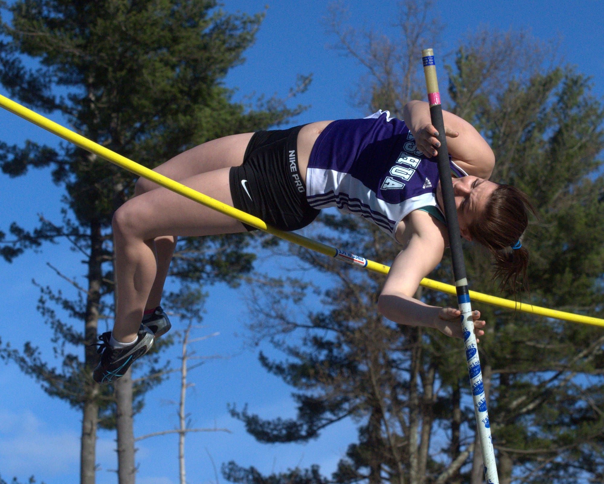 Nashua South's Elizabeth Allard competes in the pole vault during a meet on Tuesday.