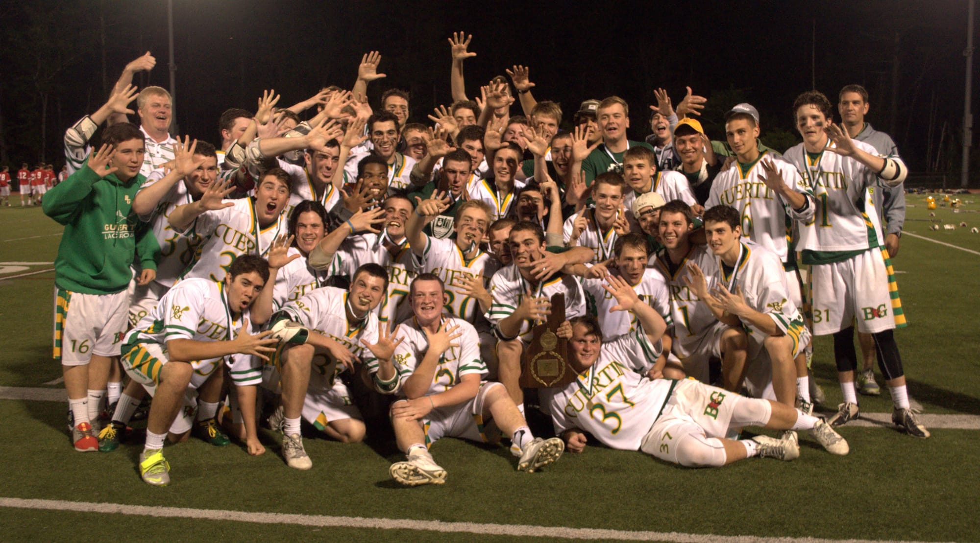 The Bishop Guertin boys lacrosse team won its fifth straight title.