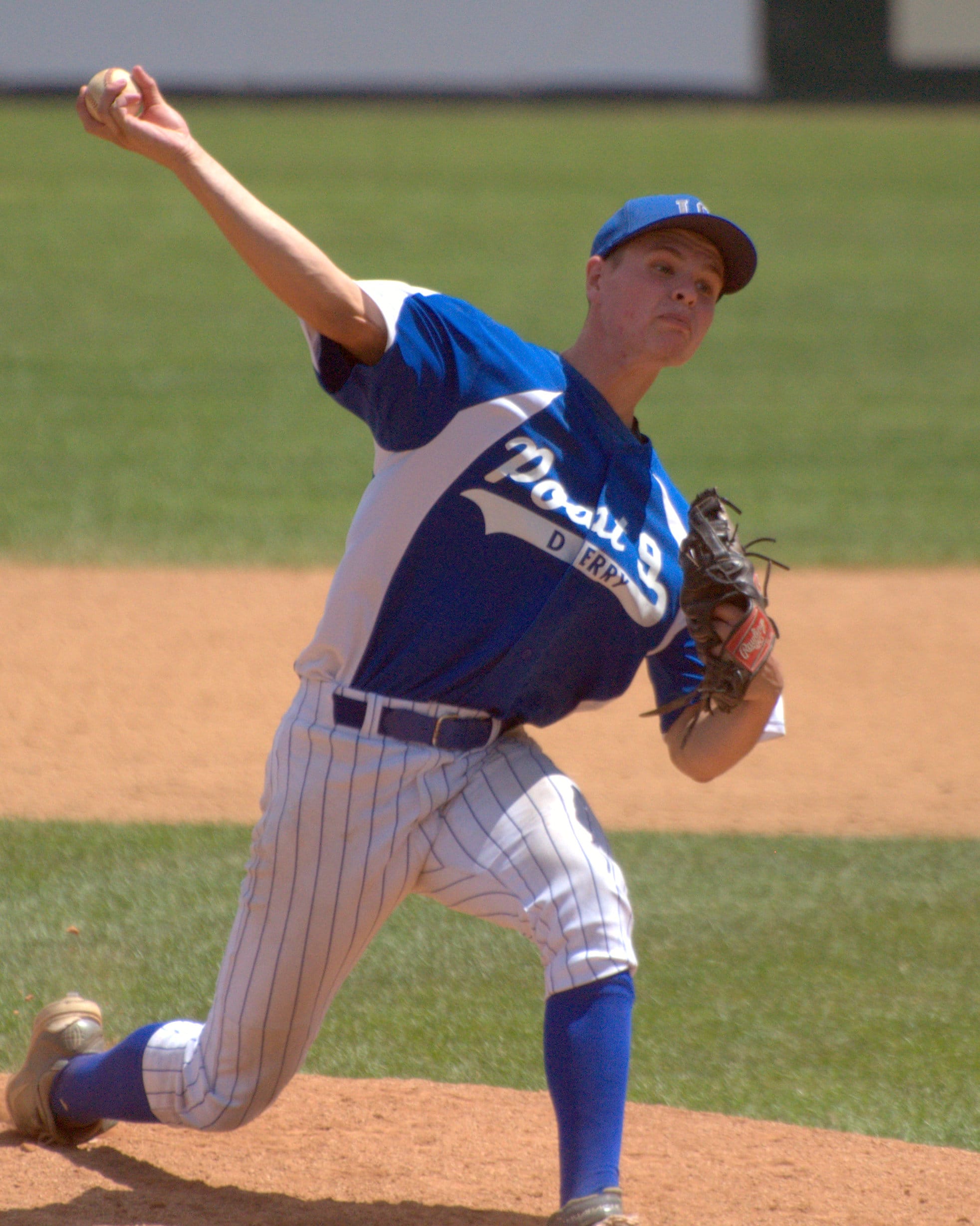 Derry's Josh Yoratz delivers a pitch during Saturday's game.
