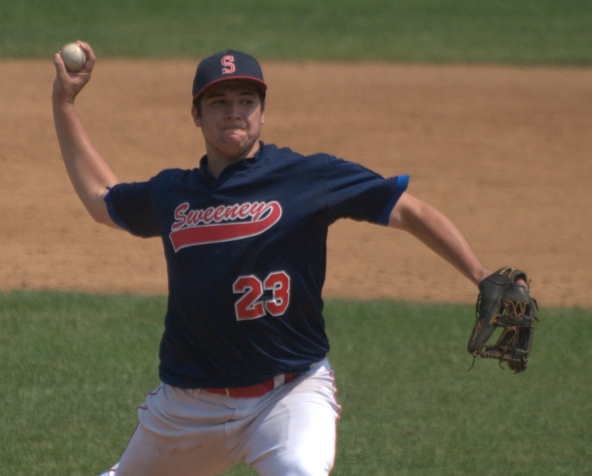 Sweeney's Connor Walsh delivers a pitch during Friday's game against Bedford.