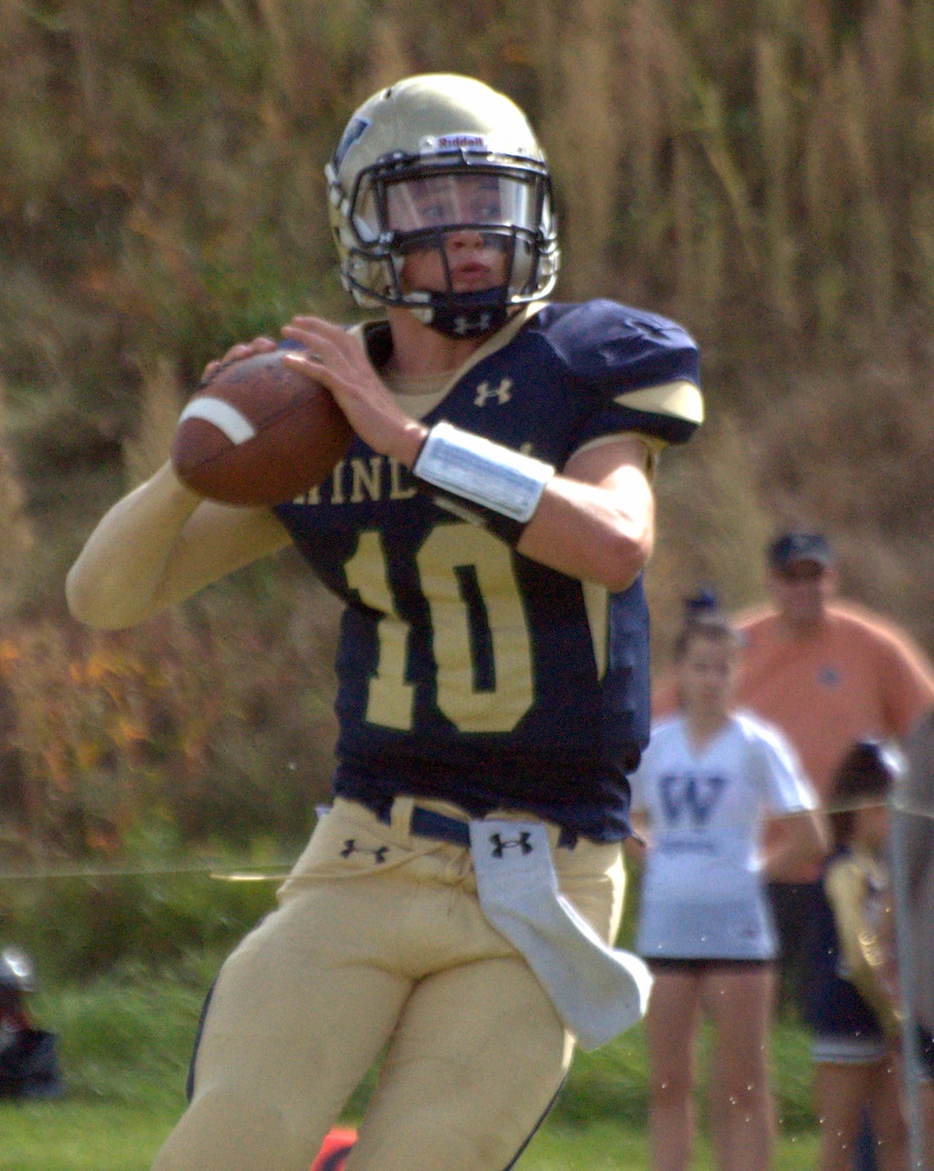Windham's Brendan McInnis looks for an open receiver during a game last season.