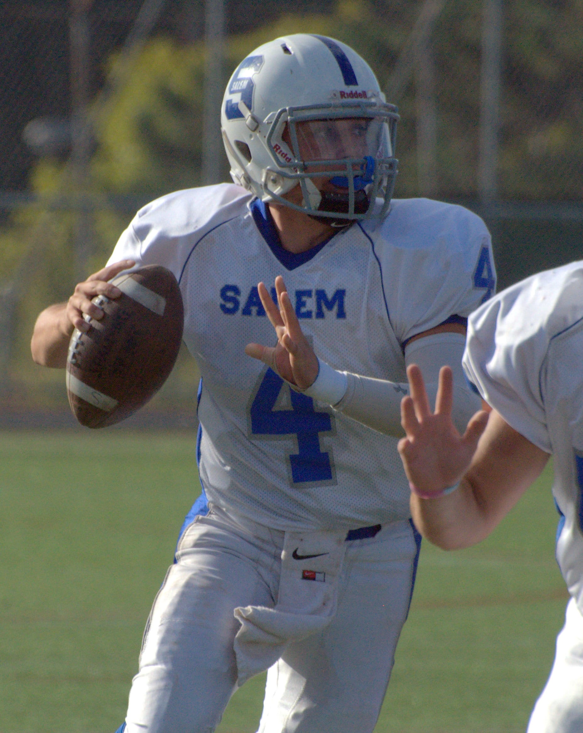 Salem quarterback John Cerretani looks for an open receiver.