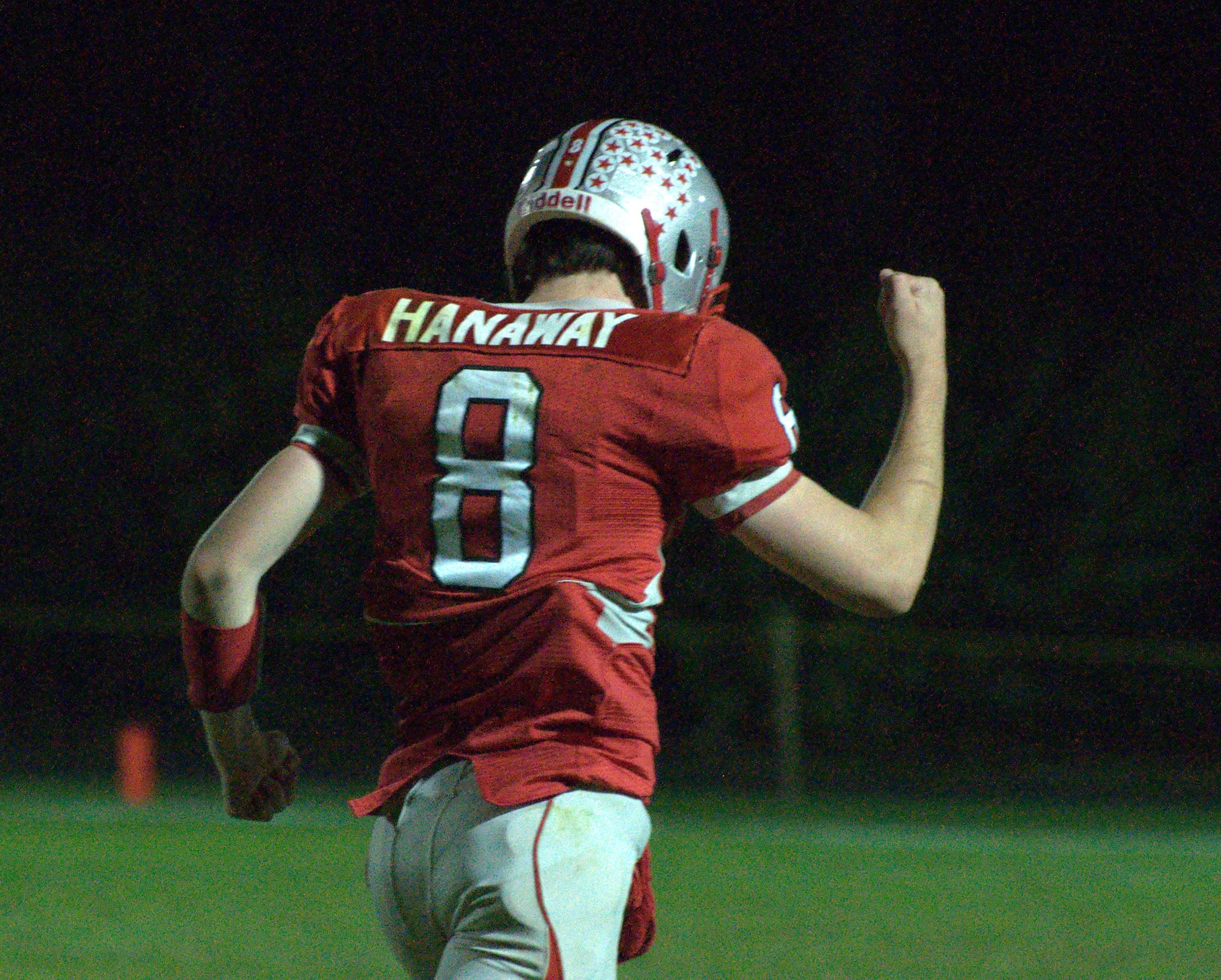 Pinkerton's Jack Hanaway pumps his fist after Saturday's win over Salem.