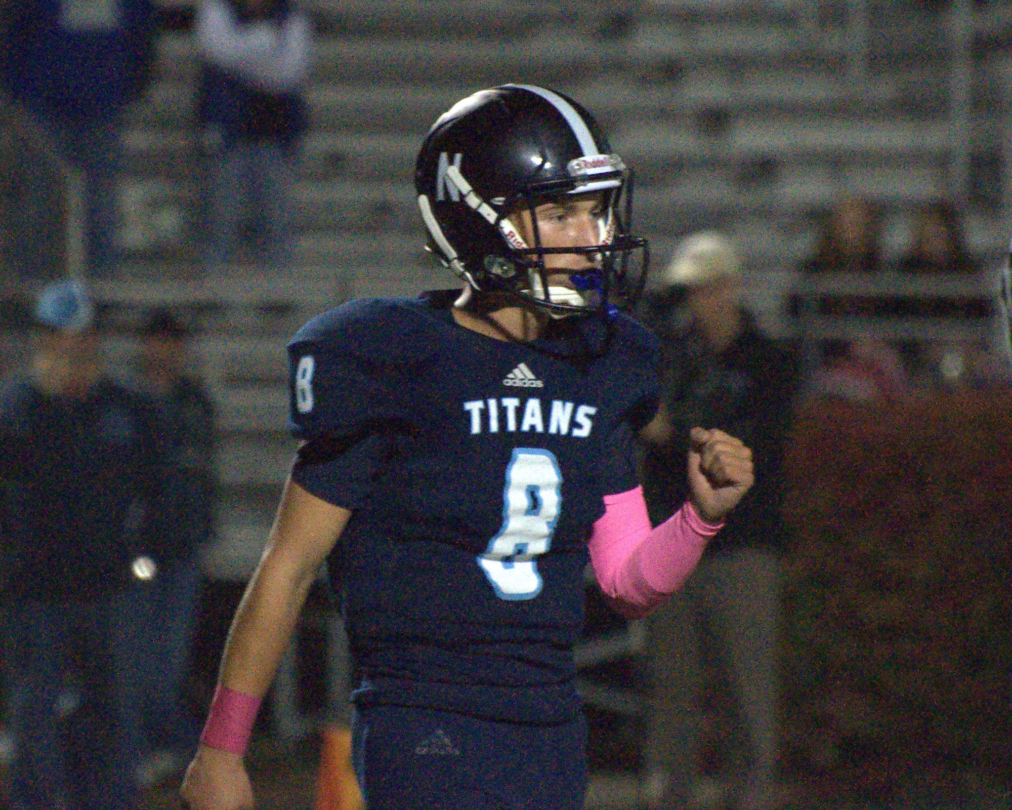 Nashua North's Colby Gunter pumps his fist in celebration after a touchdown Thursday against Merrimack.