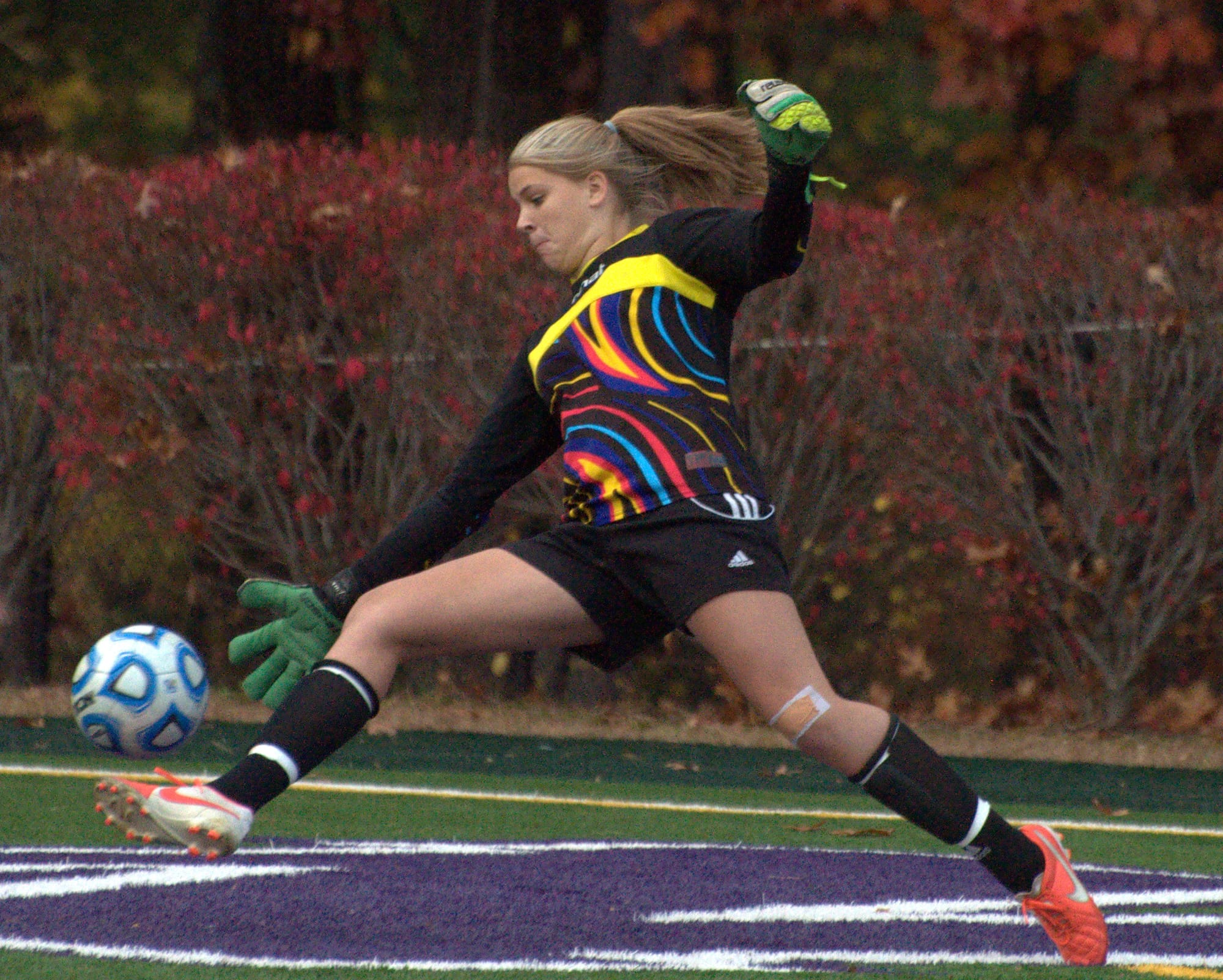 Nashua North's Ali Nelson makes an incredible save during the Titans' win over Merrimack.