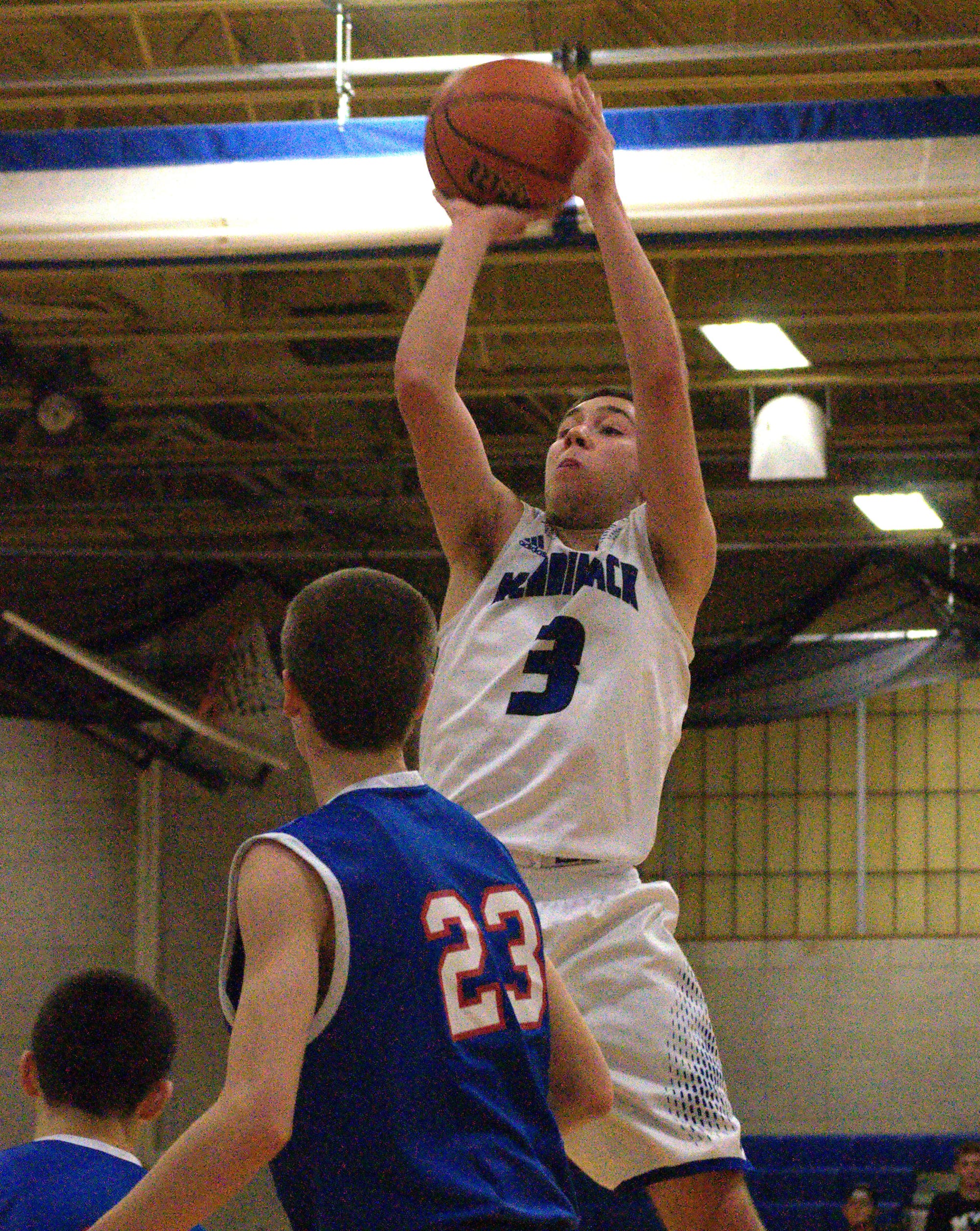 Merrimack's Austin Franzen puts up a shot.