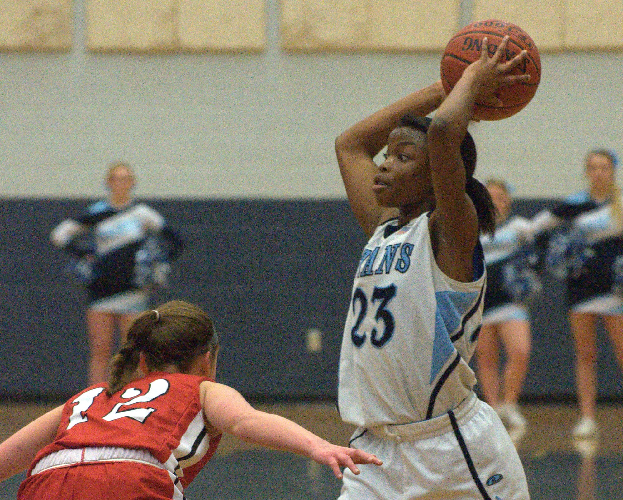 Nashua North's Adaeze Okorie looks to pass the ball during Friday's game against Pinkerton.