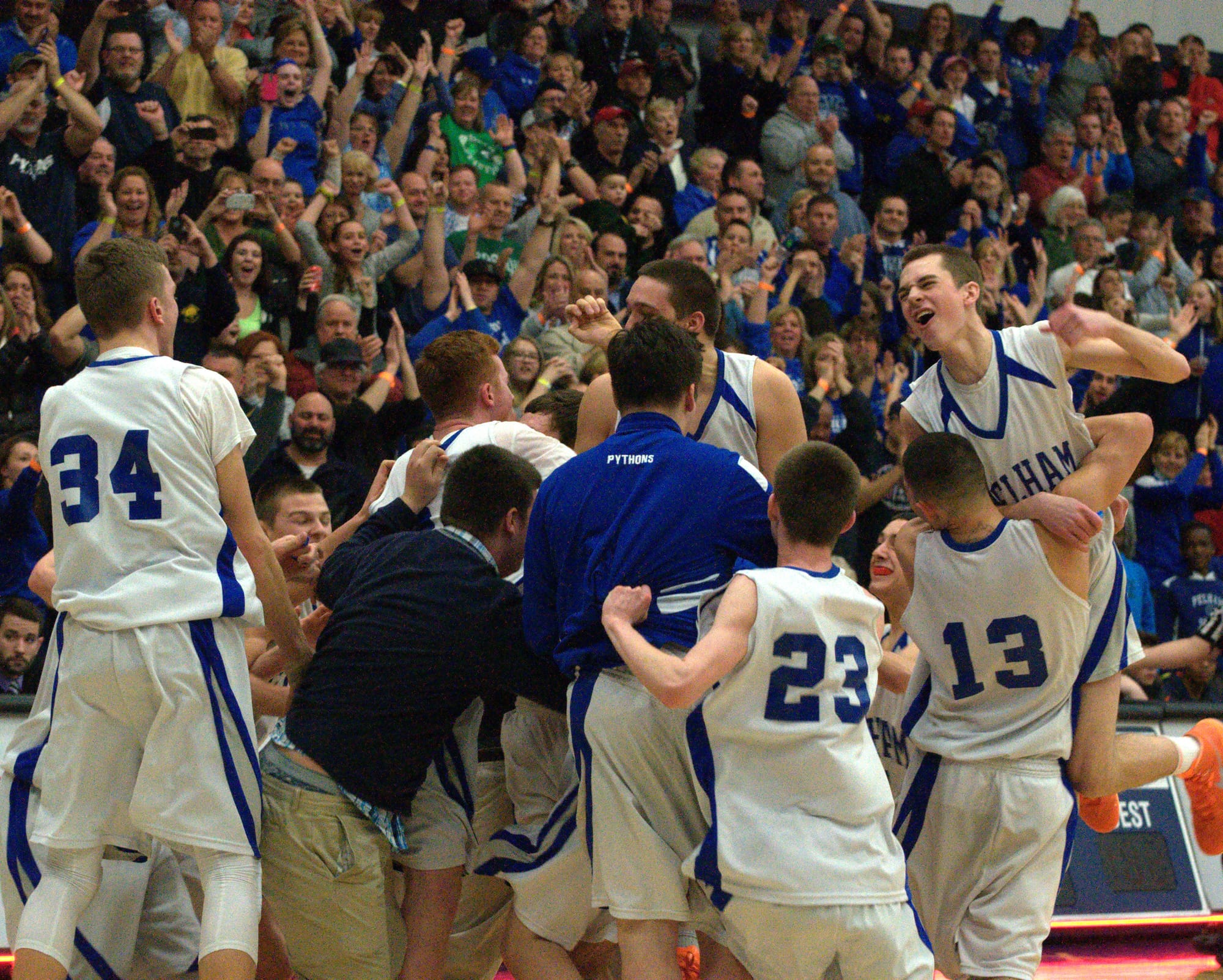 Pelham players celebrate after beating Conant on Saturday to win the Division III championship. For more photos, go to the Photo Album.