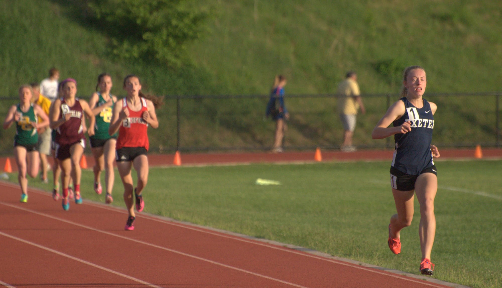 Exeter's Shannon Murdock leads the pack during the 800-meter run Friday at the Division I championship meet. For more photos, go to the Photo Album.