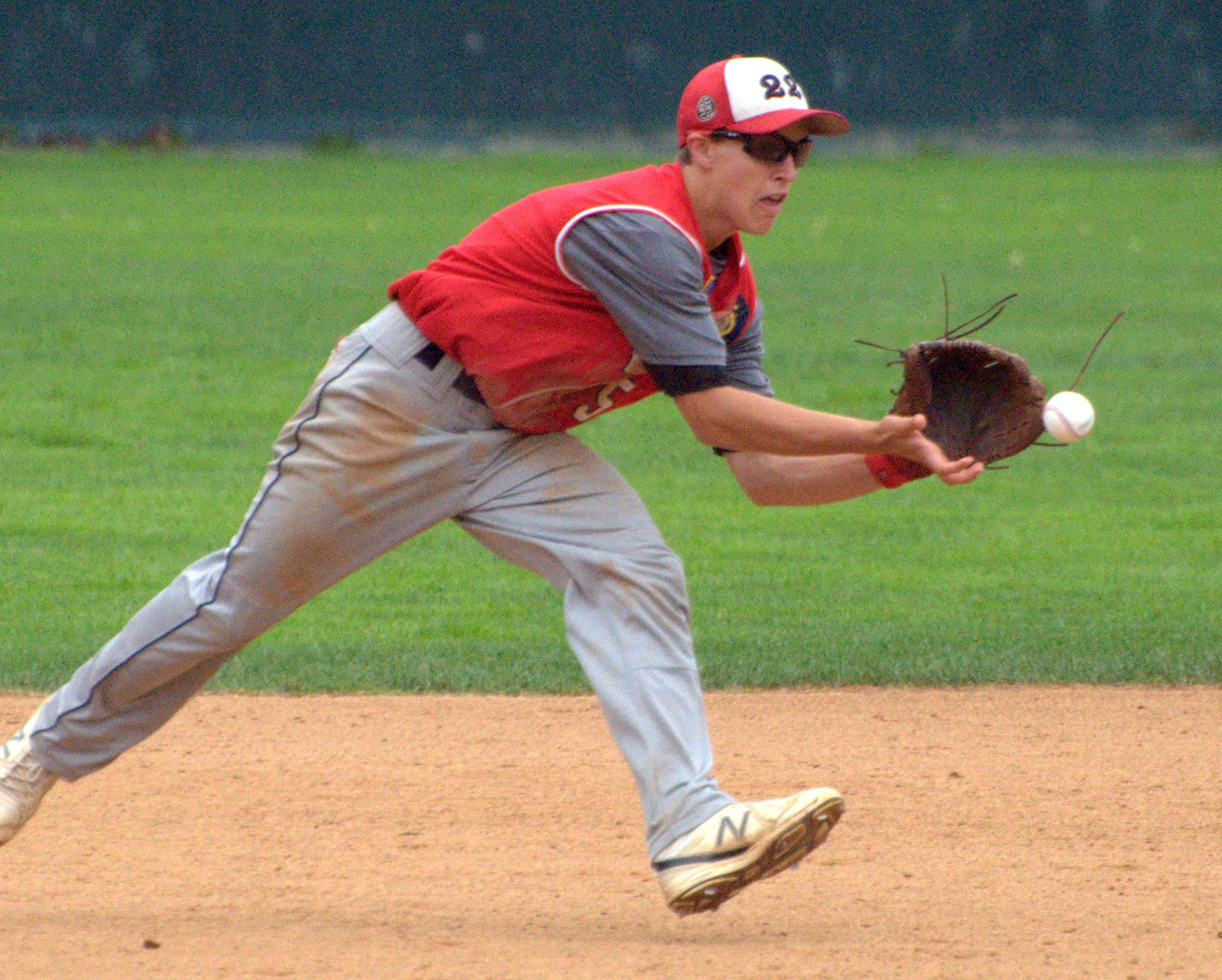 Lebanon's Caleb Broughton fields a ball at shortstop.