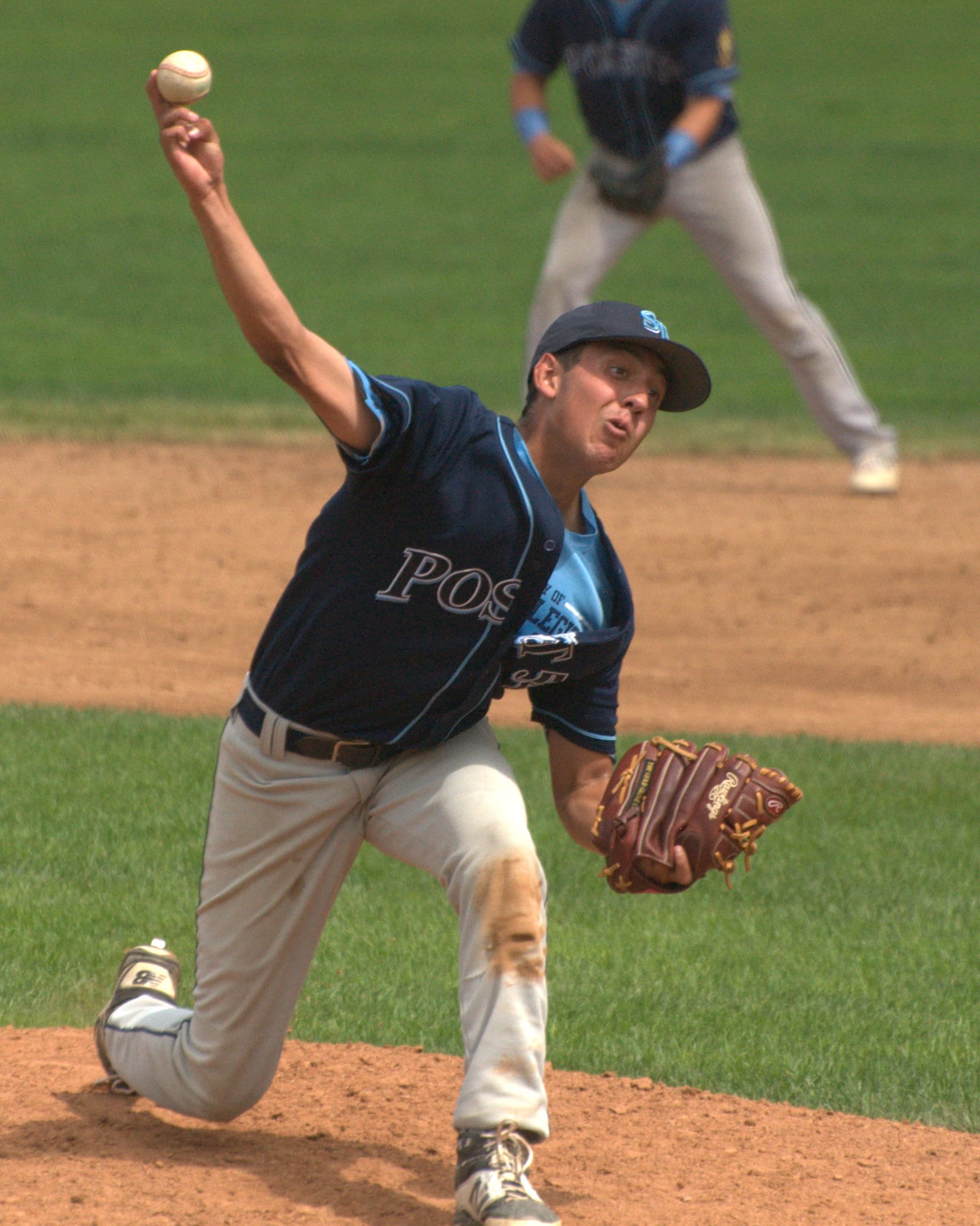 Bedford's Grayson Jennings pitches during Saturday's game.