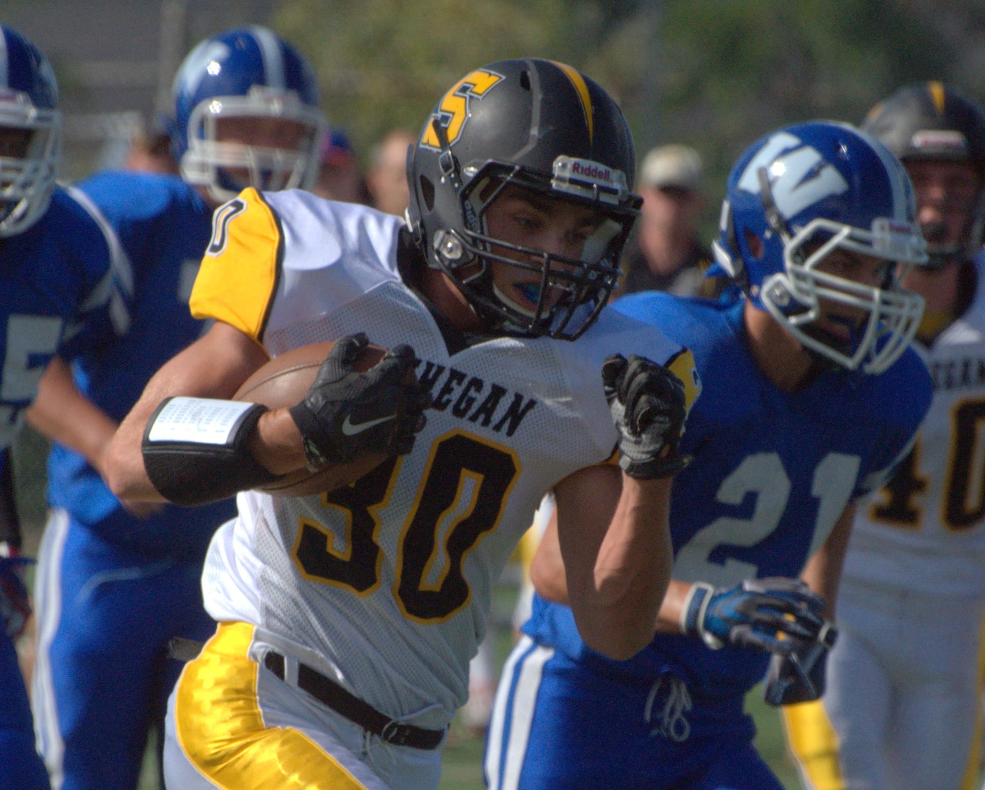 Souhegan's Jon Nogueria races to the end zone.