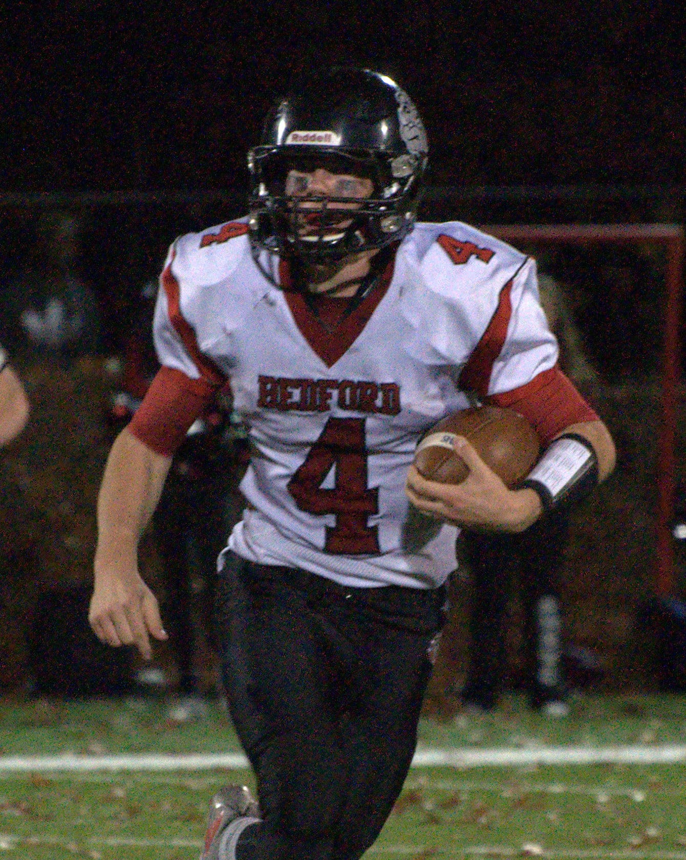 Bedford's Connor Robert carries the ball during Saturday's game.