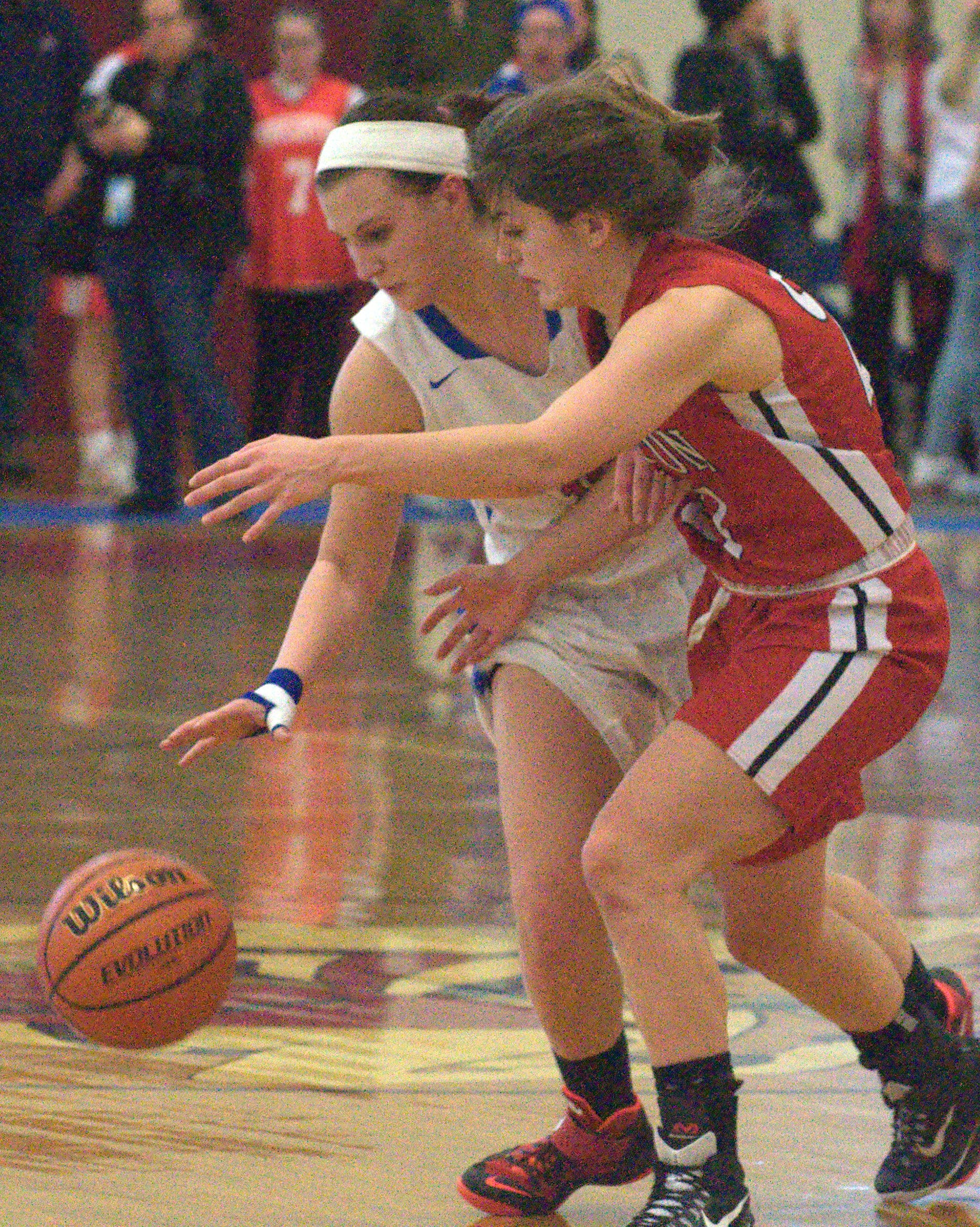 Londonderry's Jacklyn Luckhardt gets fouled by Pinkerton's Amanda Lemire.