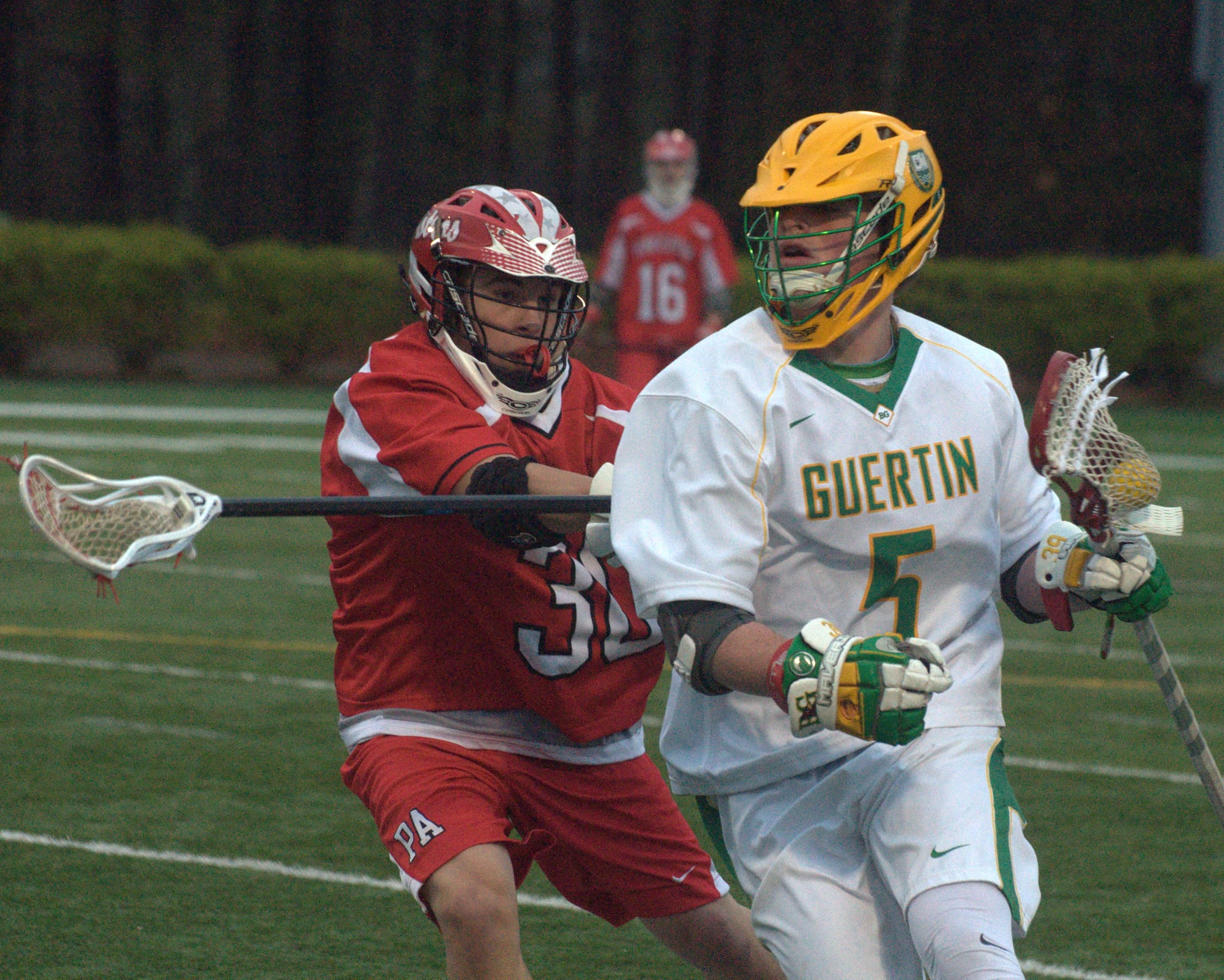 Bishop Guertin's Charlie O'Brien tries to go by Pinkerton's Sam Goudreault.