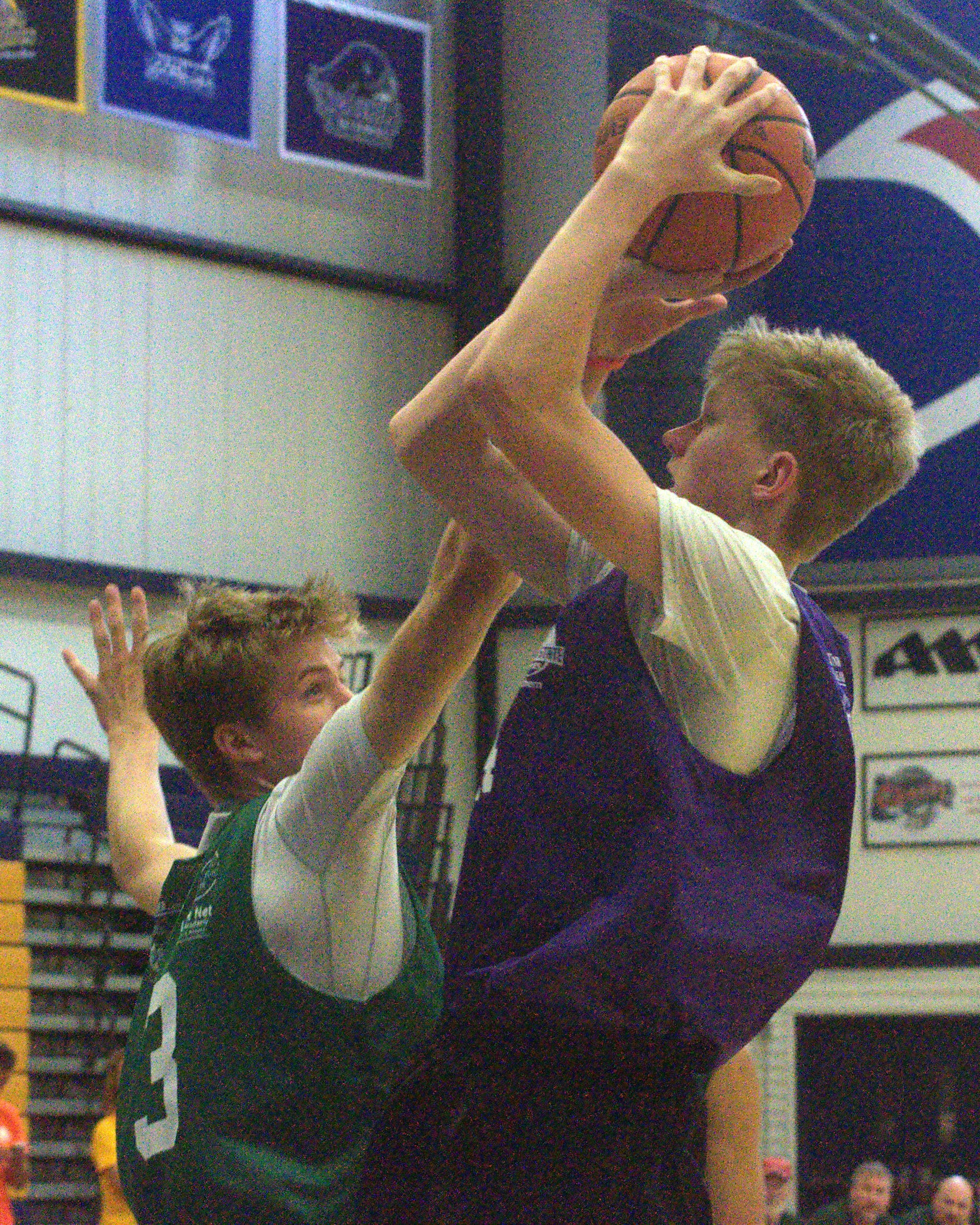 Monadnock's Logan Briggs tries to block a shot by Southern's Clay Medling.