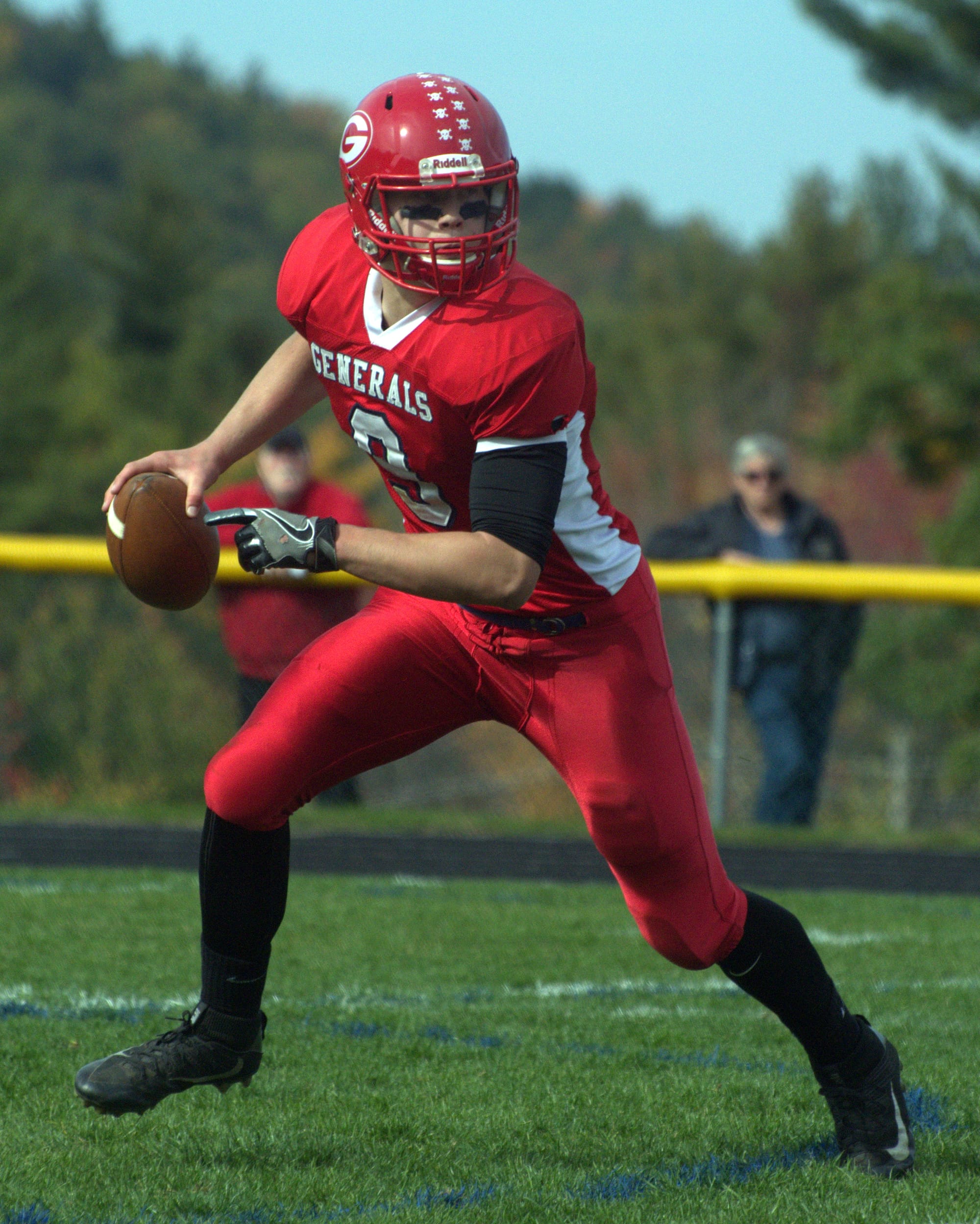 John Stark's Drew McQuarrie looks for an open receiver.