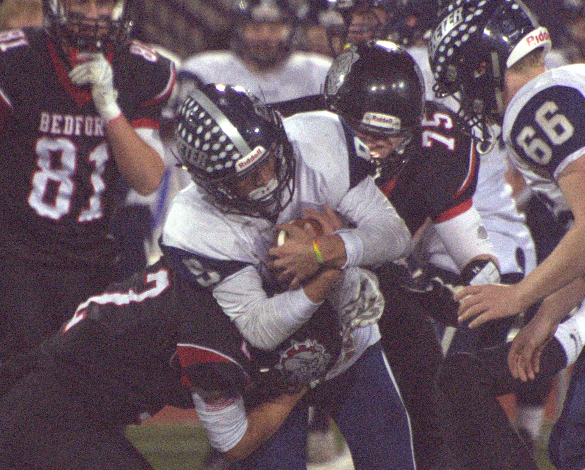 Exeter's Kyle Ball tries to pickup some extra yards.